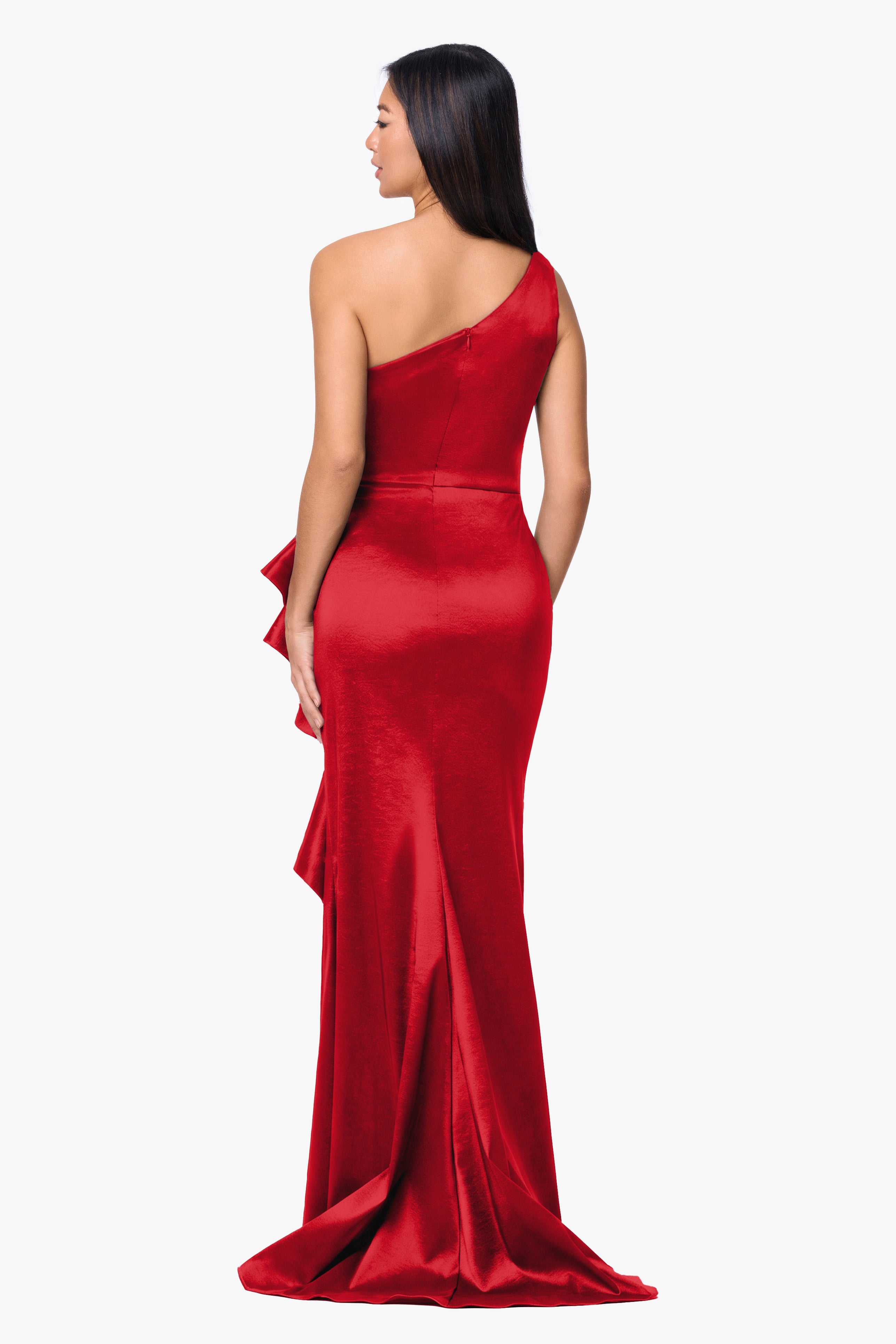 "Evangeline" Taffeta One Shoulder Dress