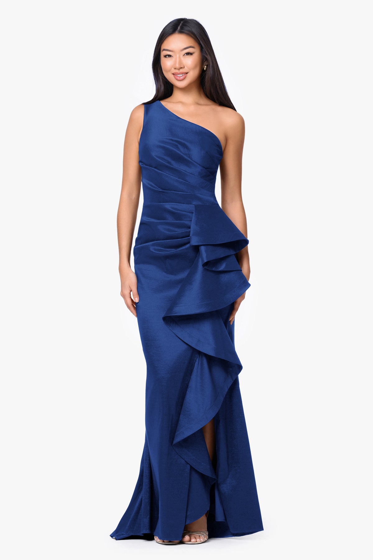 Evangeline Taffeta One Shoulder Dress