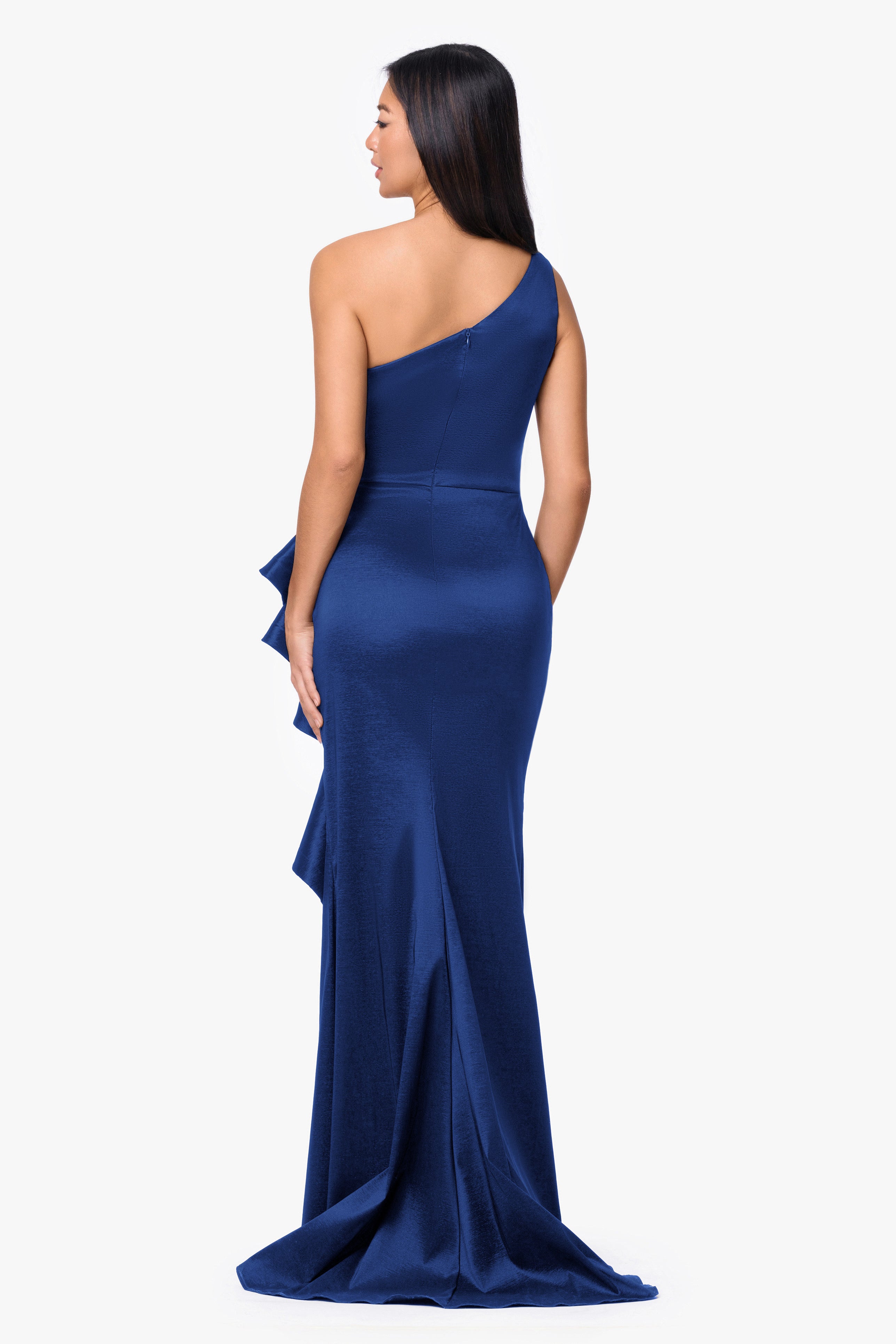 "Evangeline" Taffeta One-Shoulder Long Dress