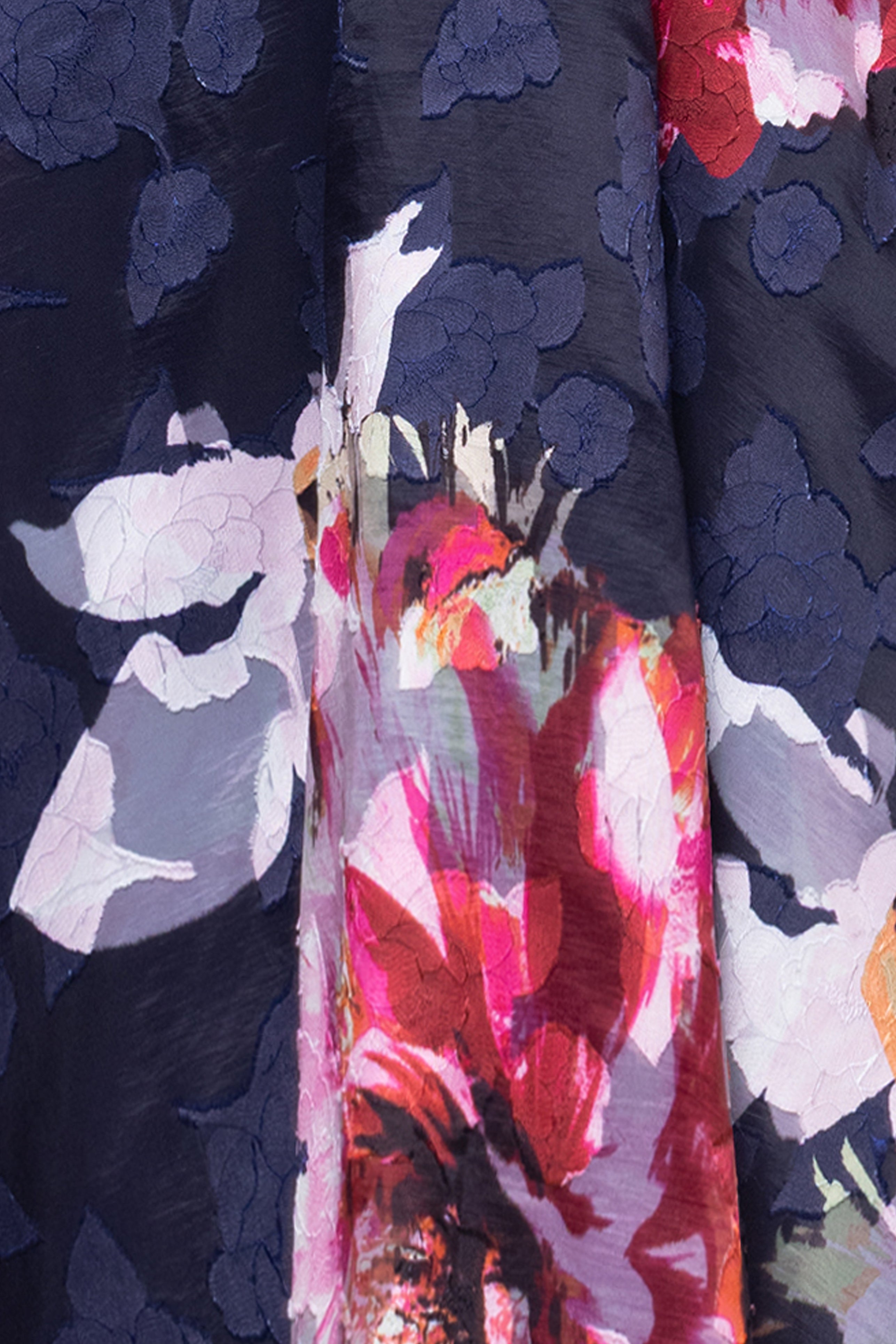 "Teagan" Jacquard Printed V-Neck Dress
