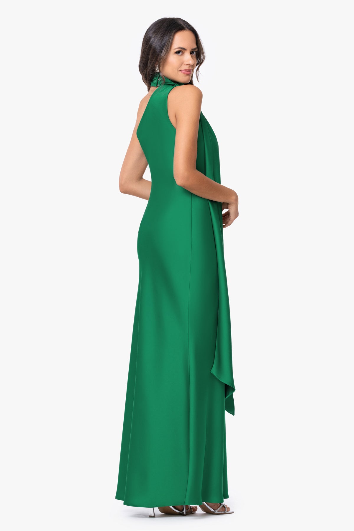 "Fallon" Satin Asymmetrical Necktie Sash Dress