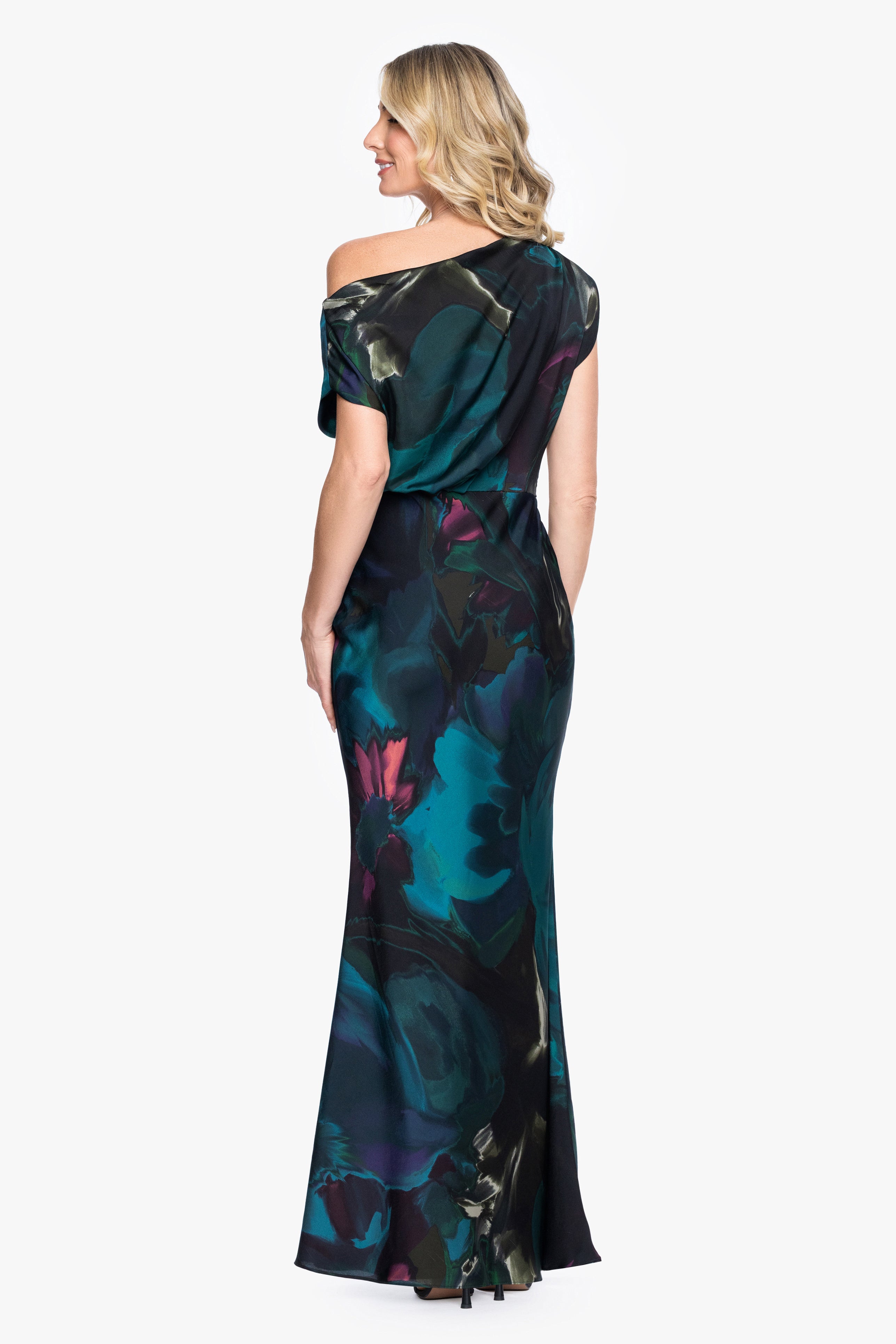 "Ariana" Abstract Hammered Satin Dress