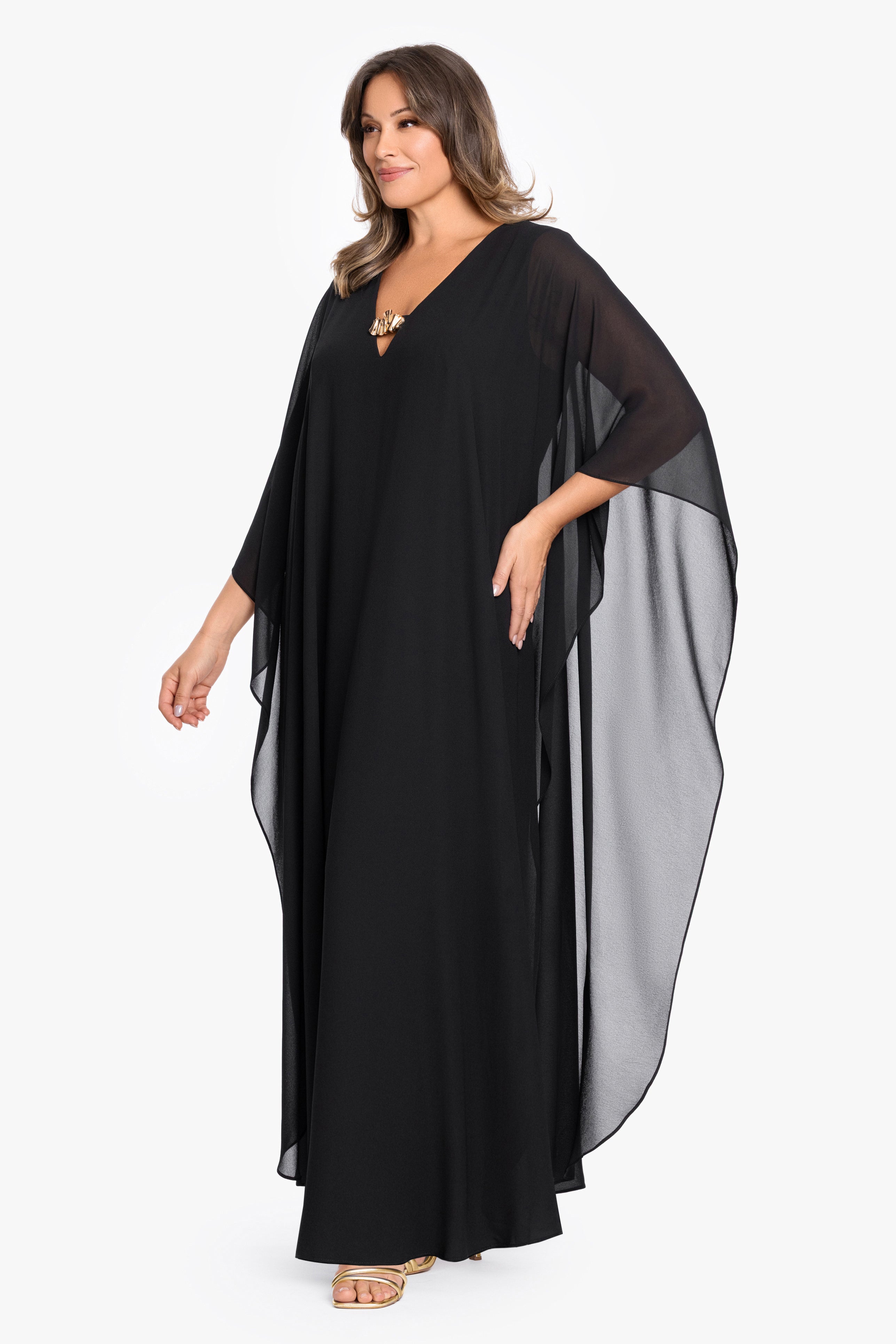 Plus "Katherine" Souffle Chiffon Kaftan Long Dress