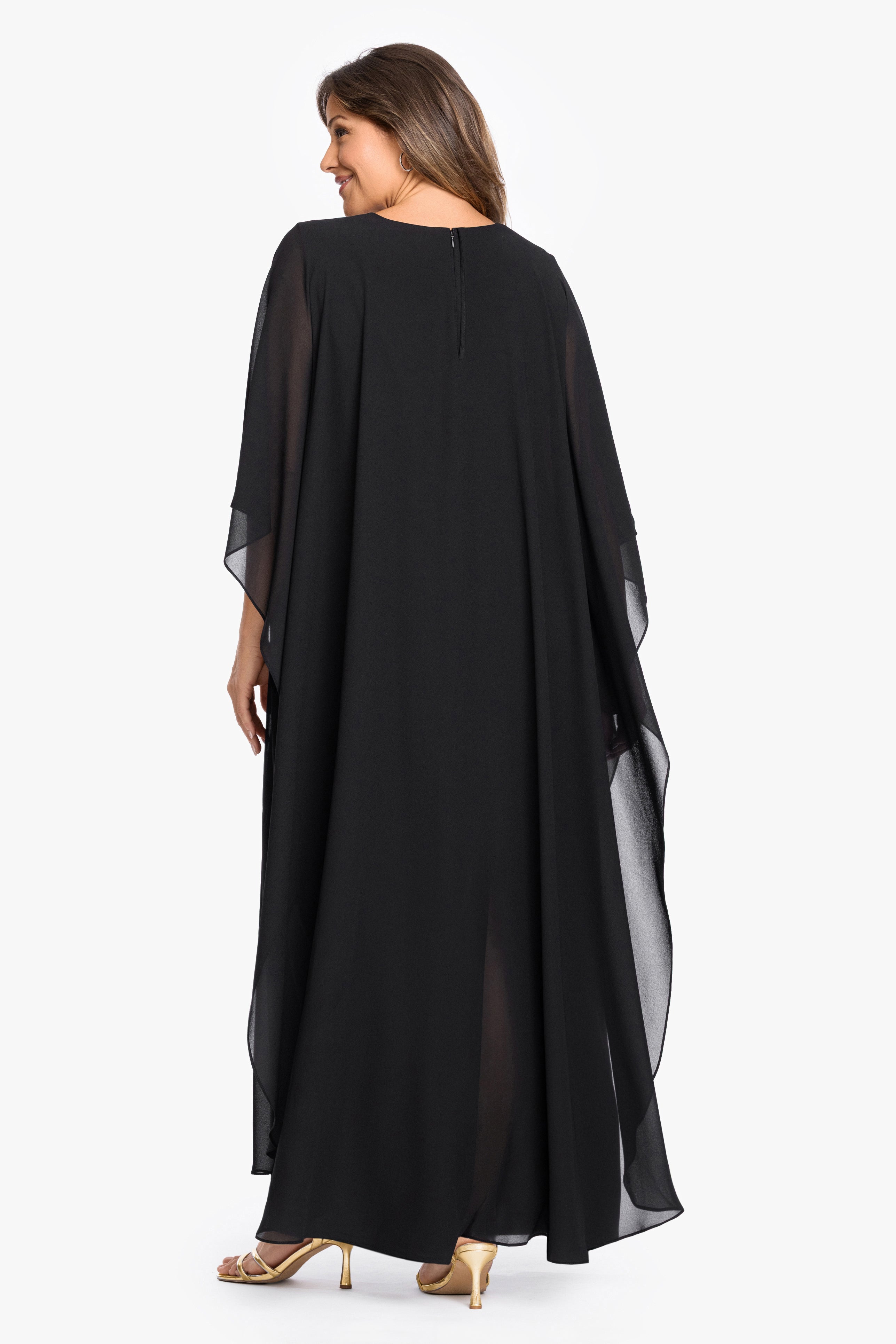 Plus "Katherine" Souffle Chiffon Kaftan Long Dress