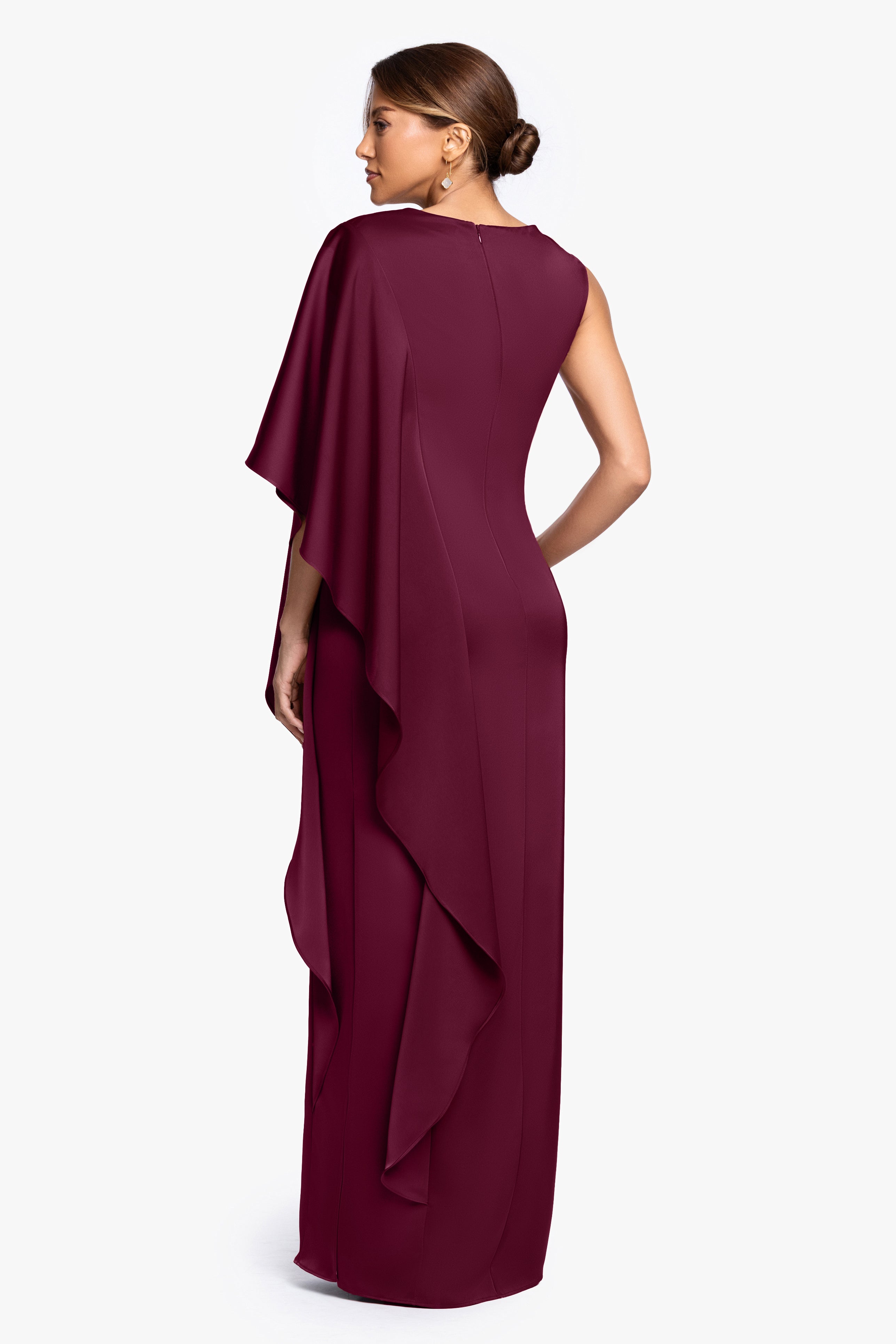 "Annie" Satin Kaftan Side Ruffle Dress