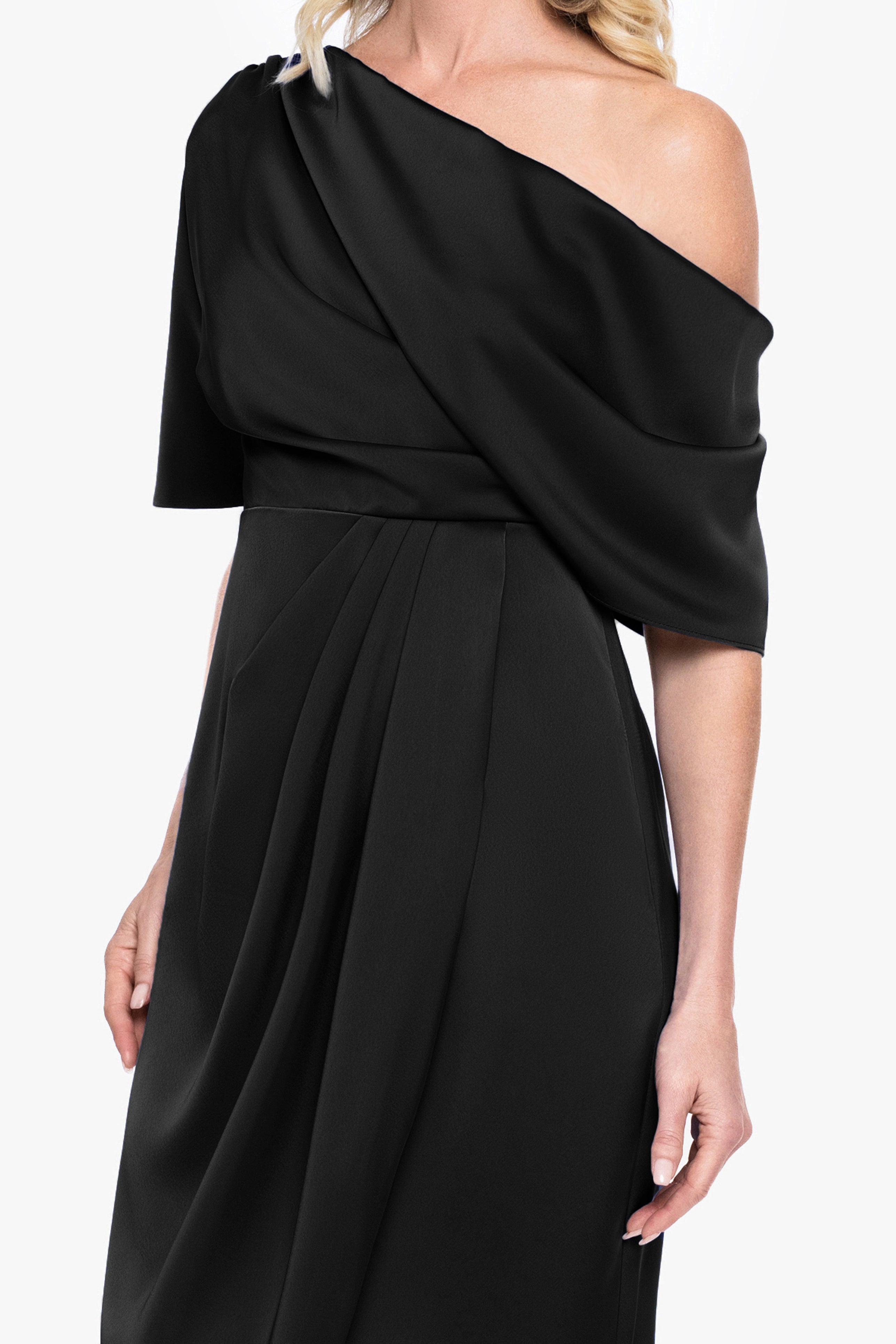 "Sylvie" Satin Short Sleeve Tulip Midi Dress