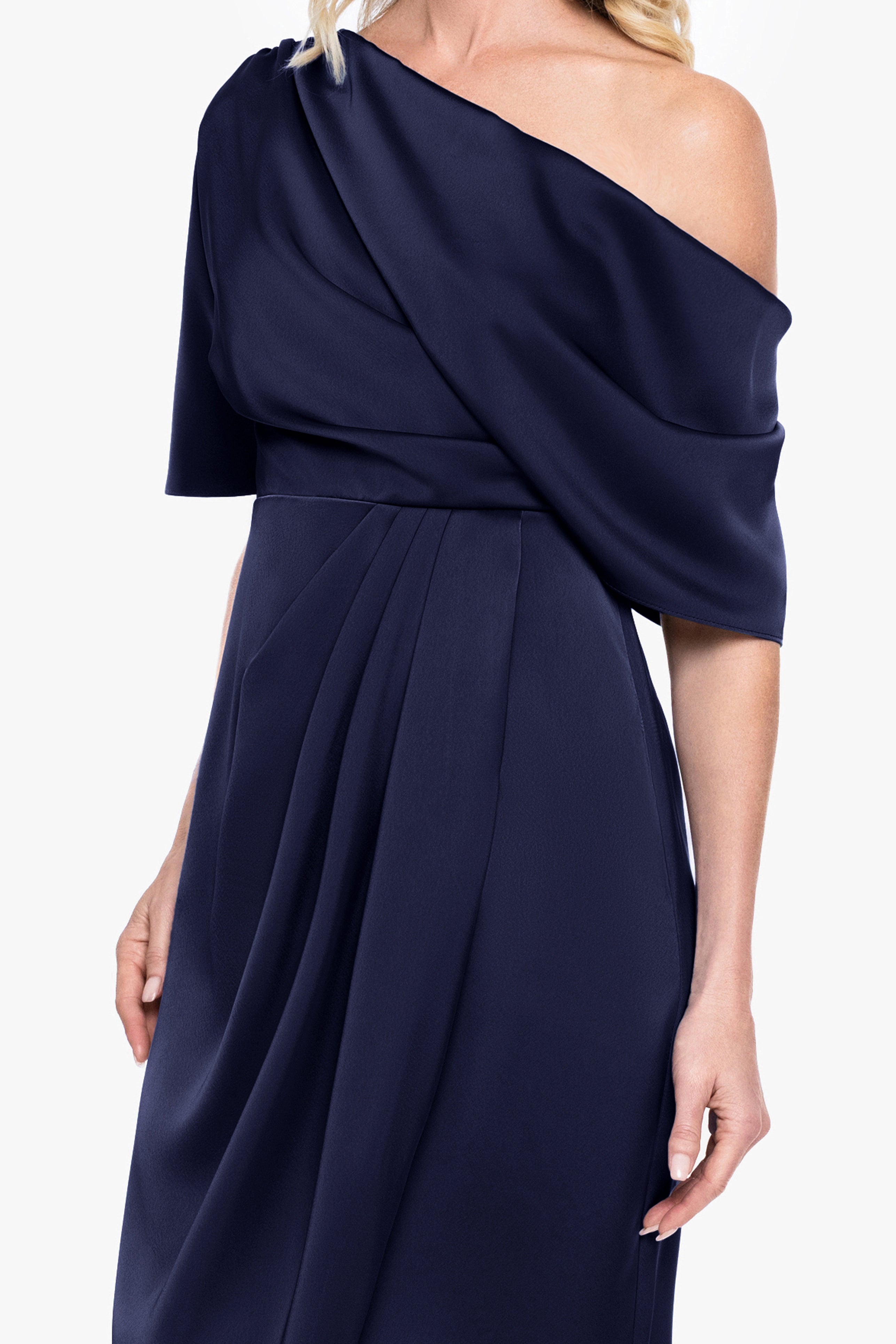 Sylvie Satin Short Sleeve Tulip Midi Dress