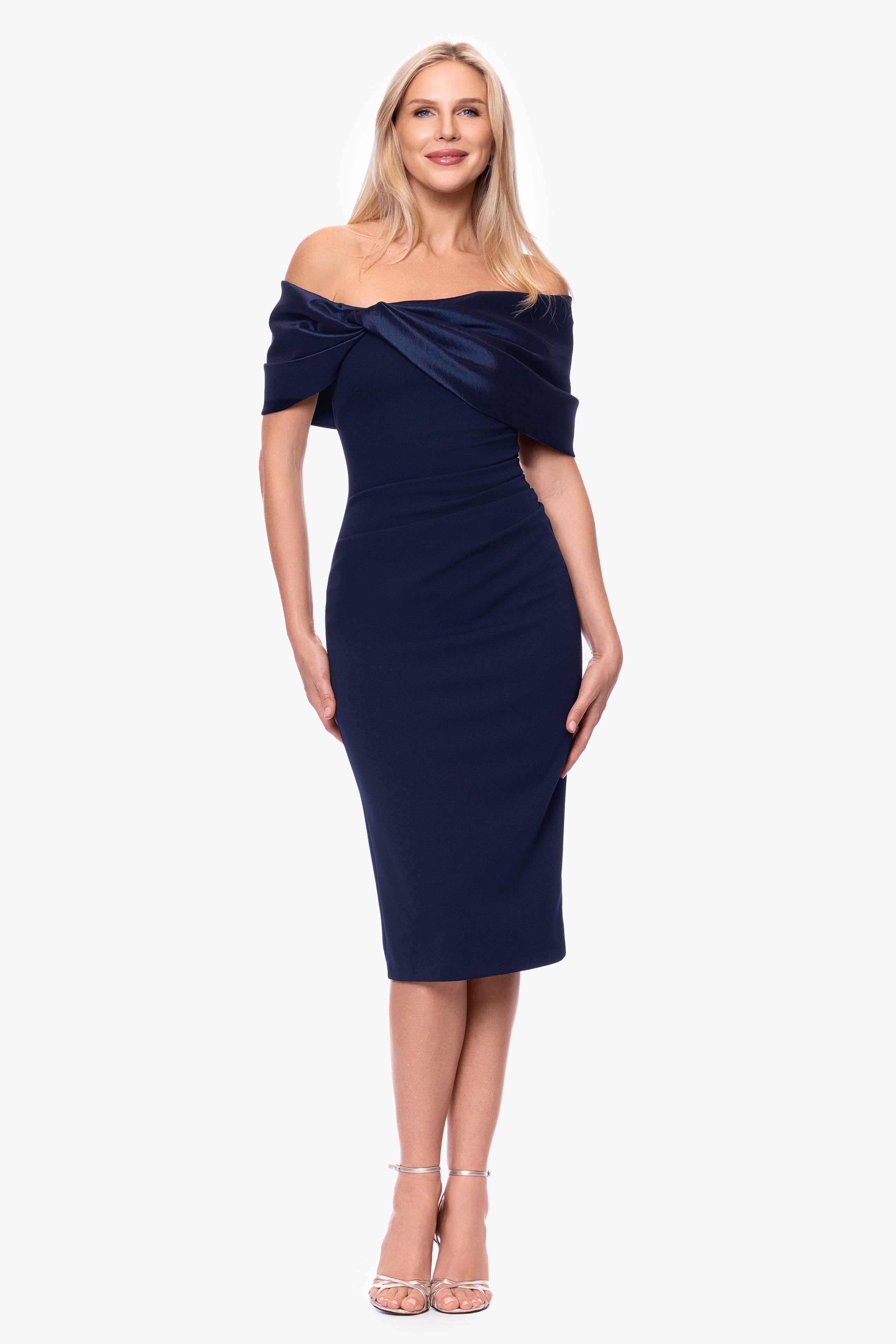 "Sloane" Scuba Crepe Off The Shoulder Short Dress