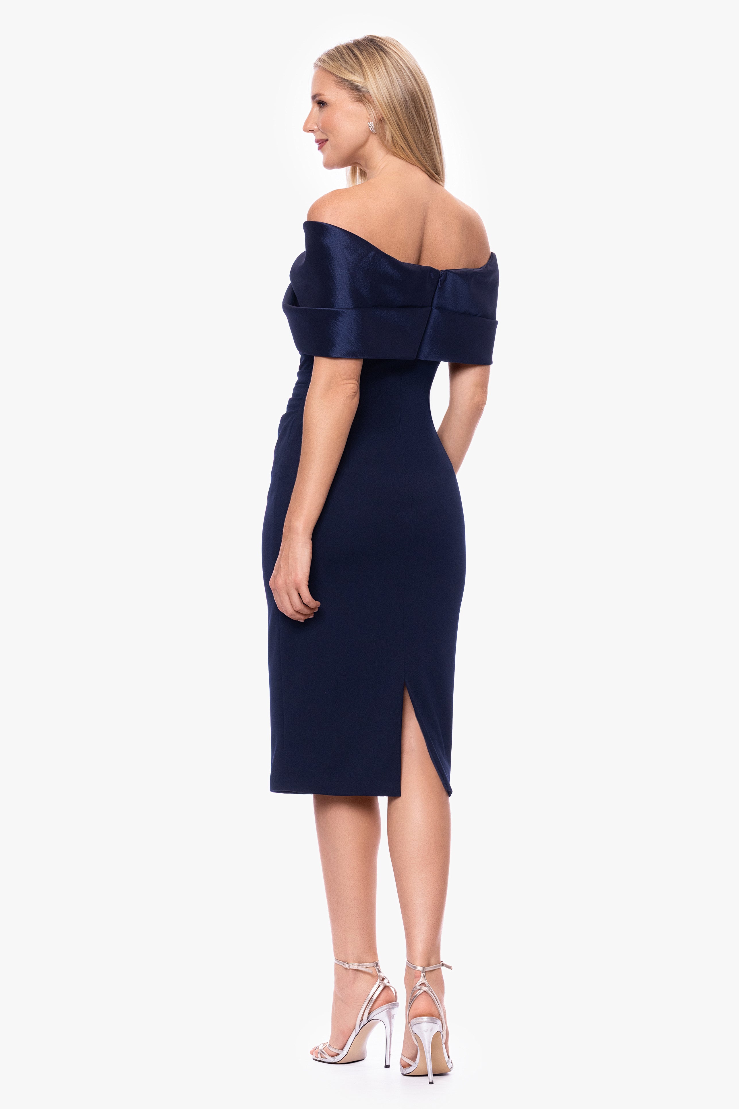 "Sloane" Scuba Crepe Off The Shoulder Short Dress