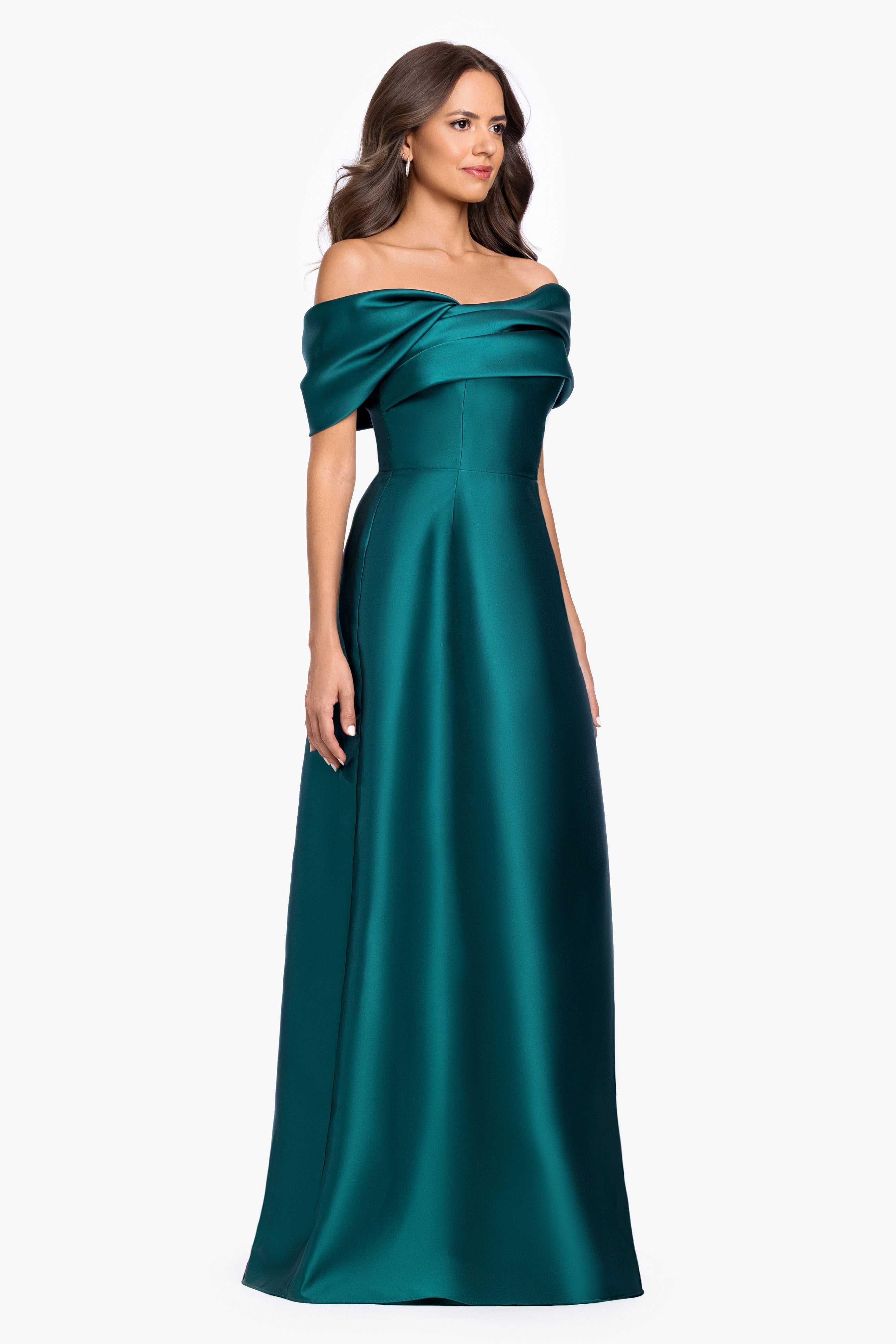 "Yvette" Mikado Off The Shoulder Gown