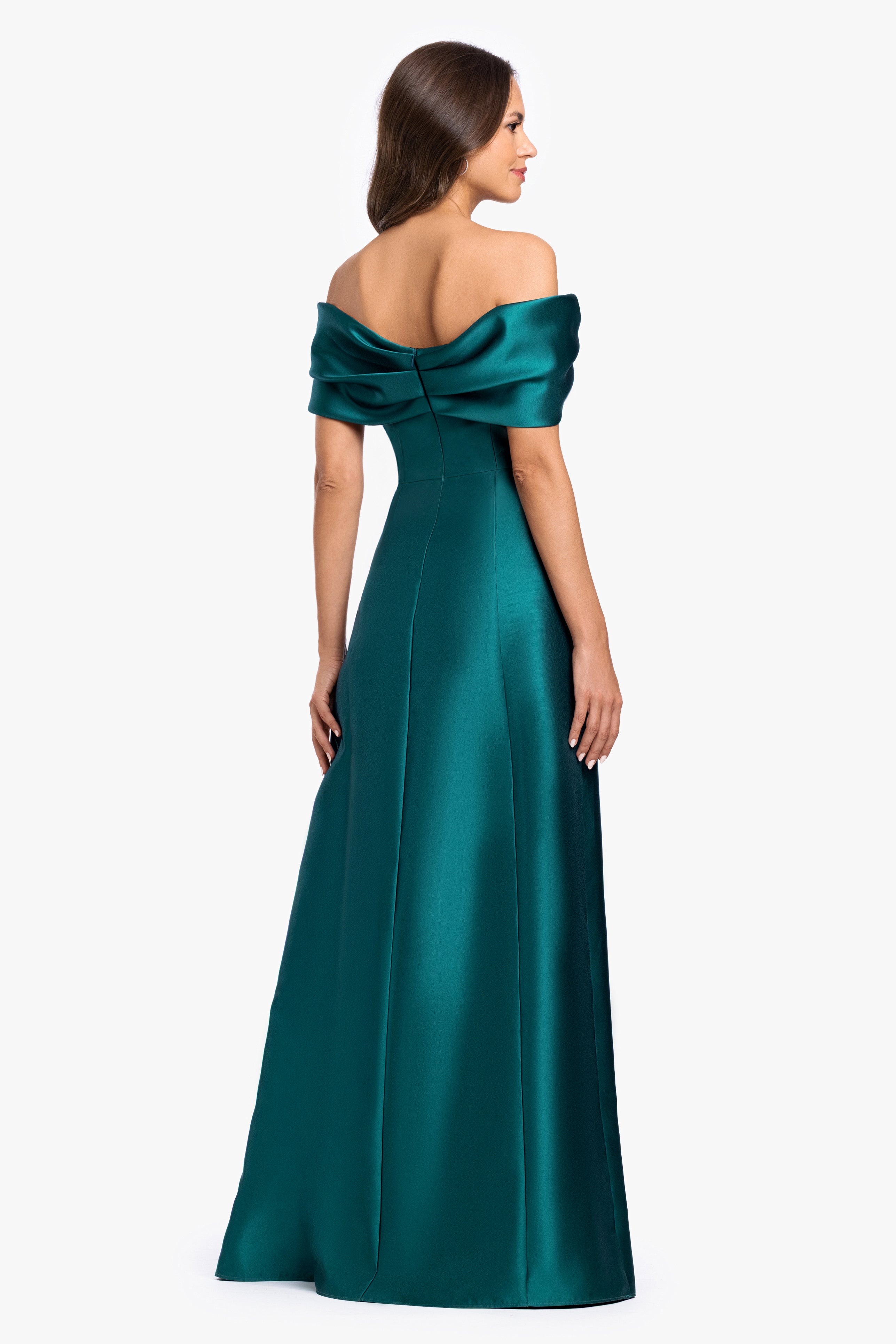 "Yvette" Mikado Off The Shoulder Gown