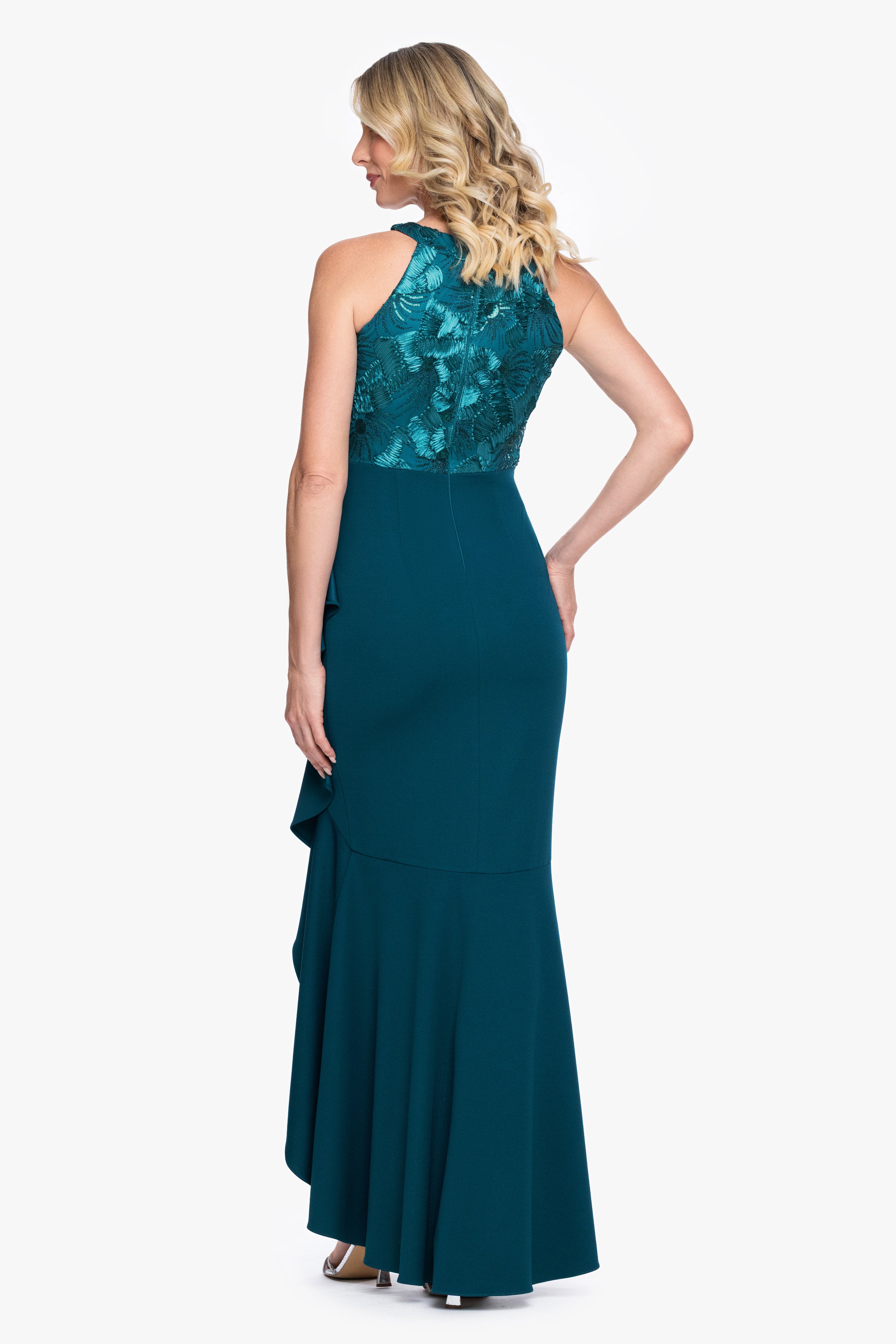 "Erin" Soutache Halter Top & Scuba Crepe Skirt Dress