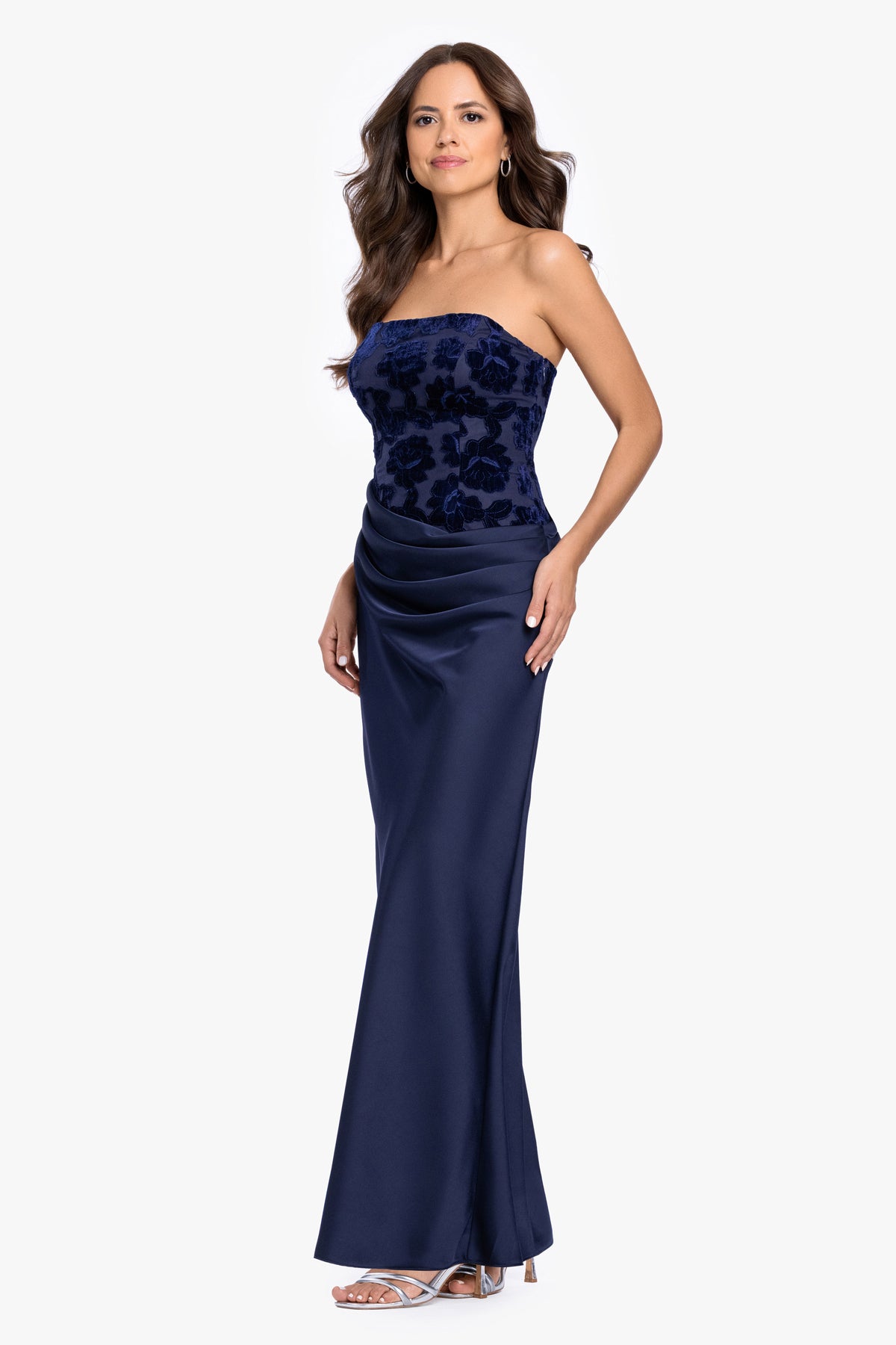 "Pippa" Velvet Embellished & Satin Skirt Dress
