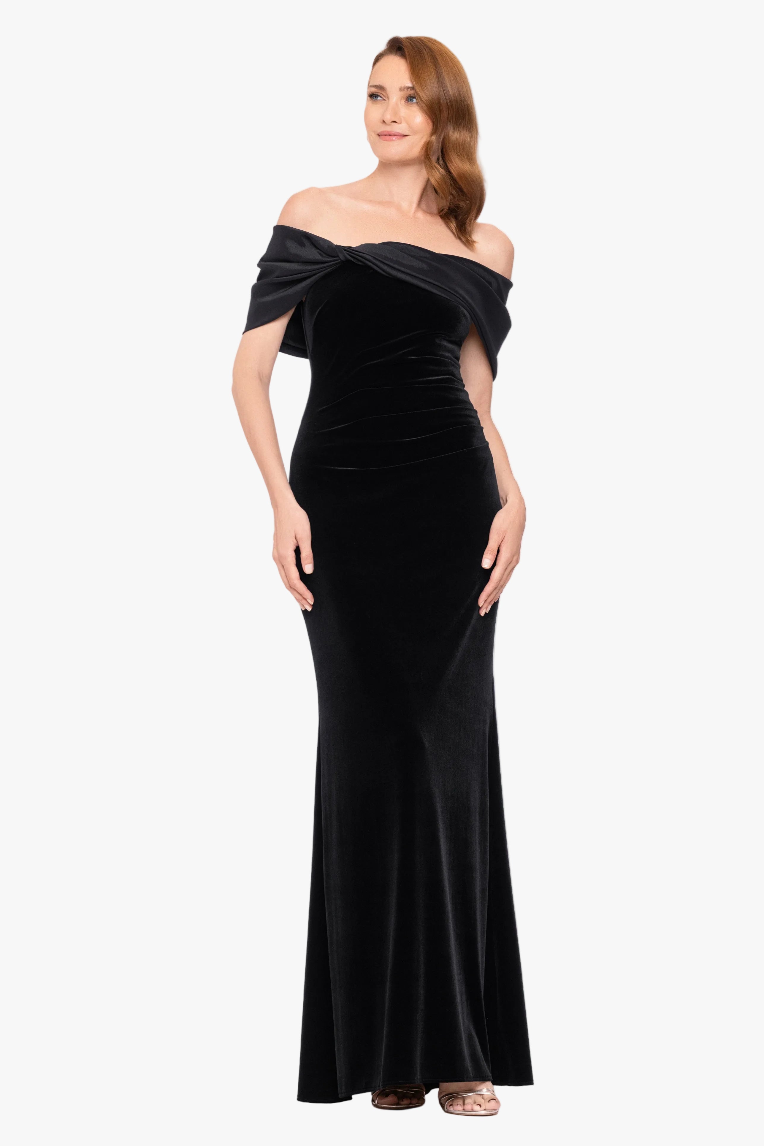 "Ellis" Stretch Velvet & Taffeta Dress