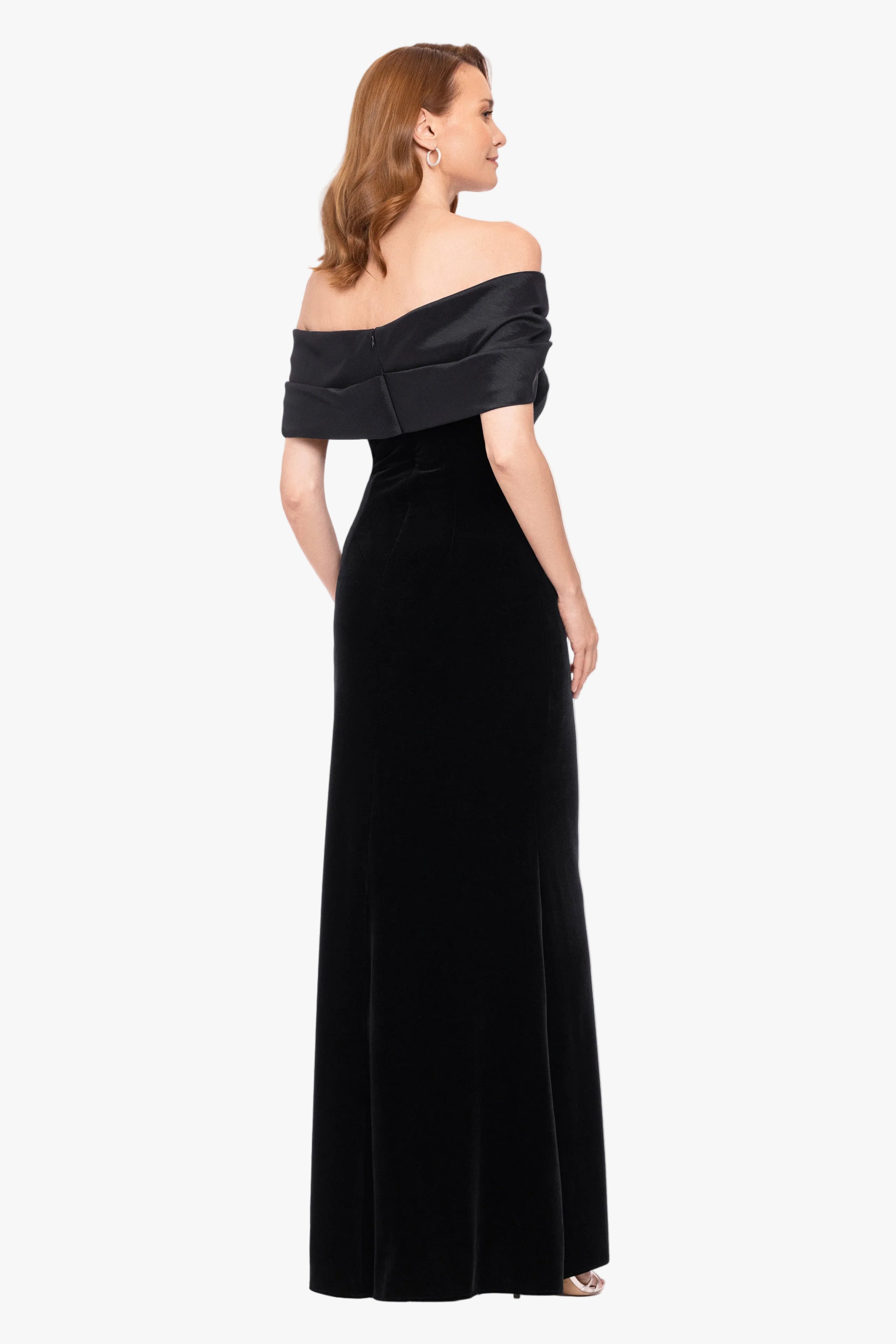 "Ellis" Stretch Velvet & Taffeta Dress