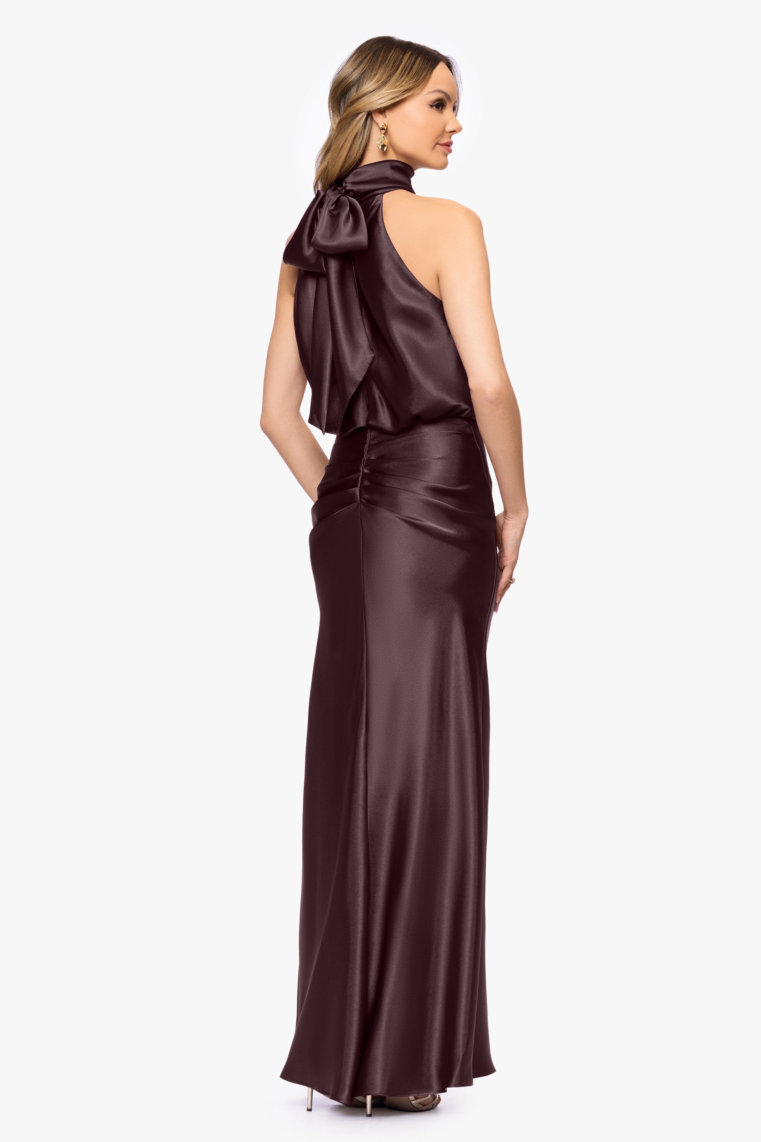 "Tara" Satin Tie Neck Dress