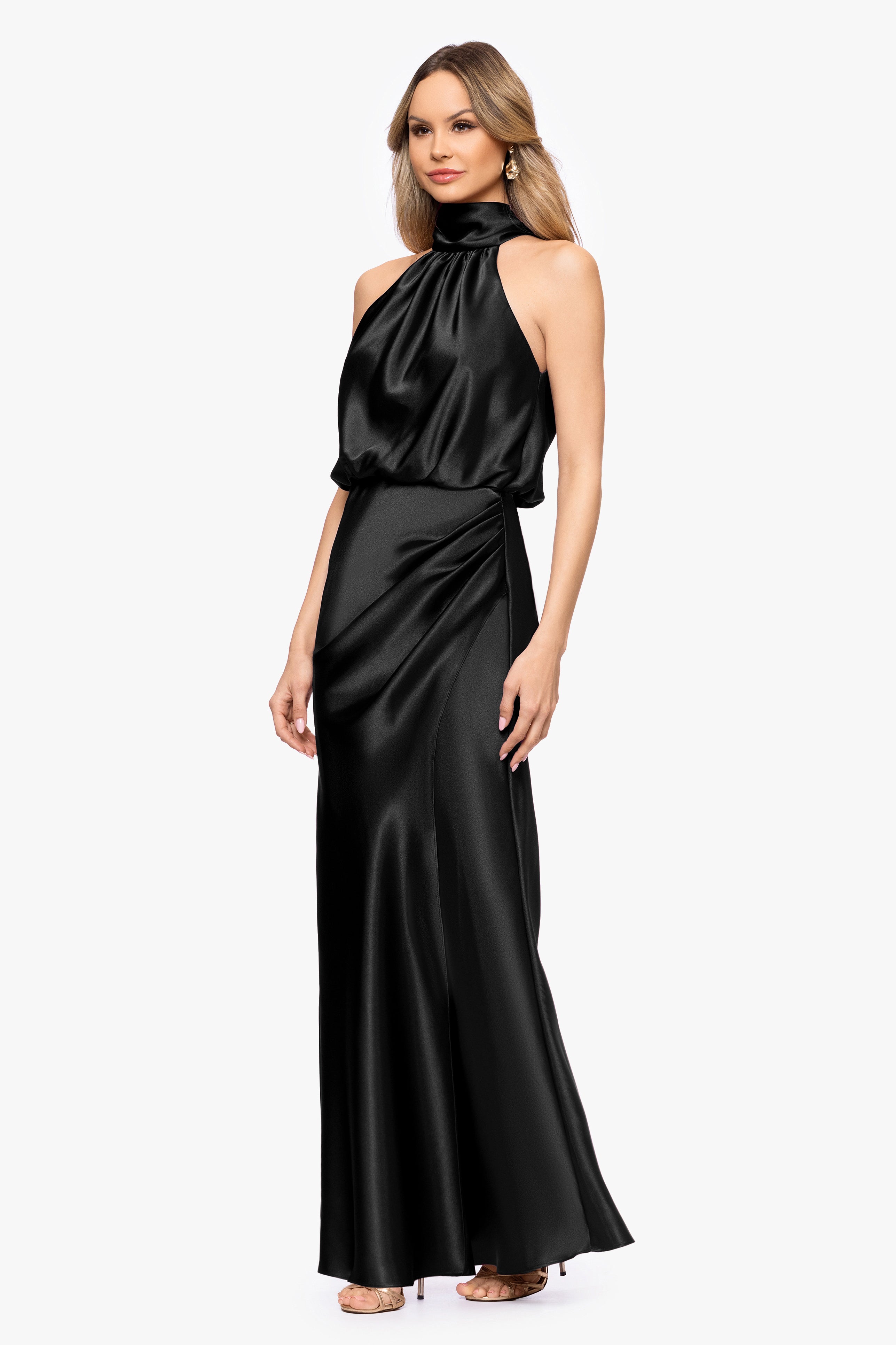 "Tara" Satin Tie Neck Dress