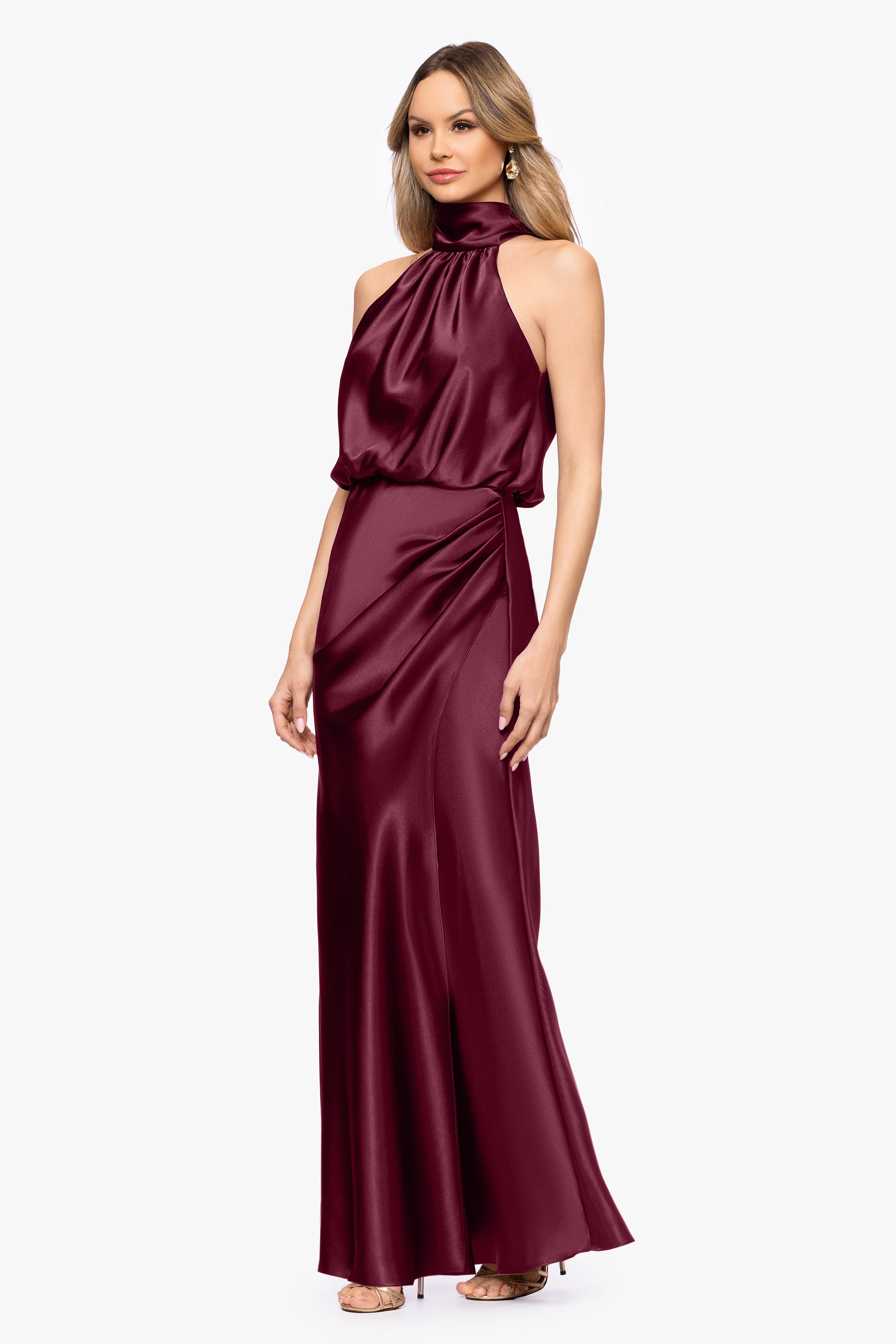 "Tara" Satin Tie Neck Dress