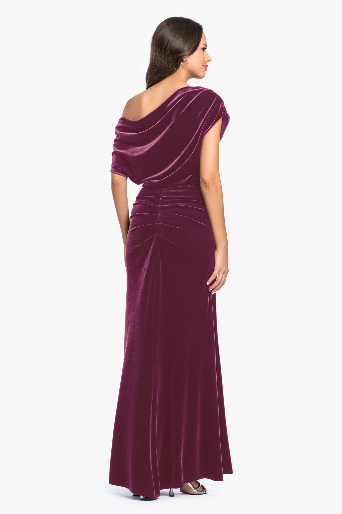 "Evie" Velvet Off The Shoulder Asymmetrical Dress