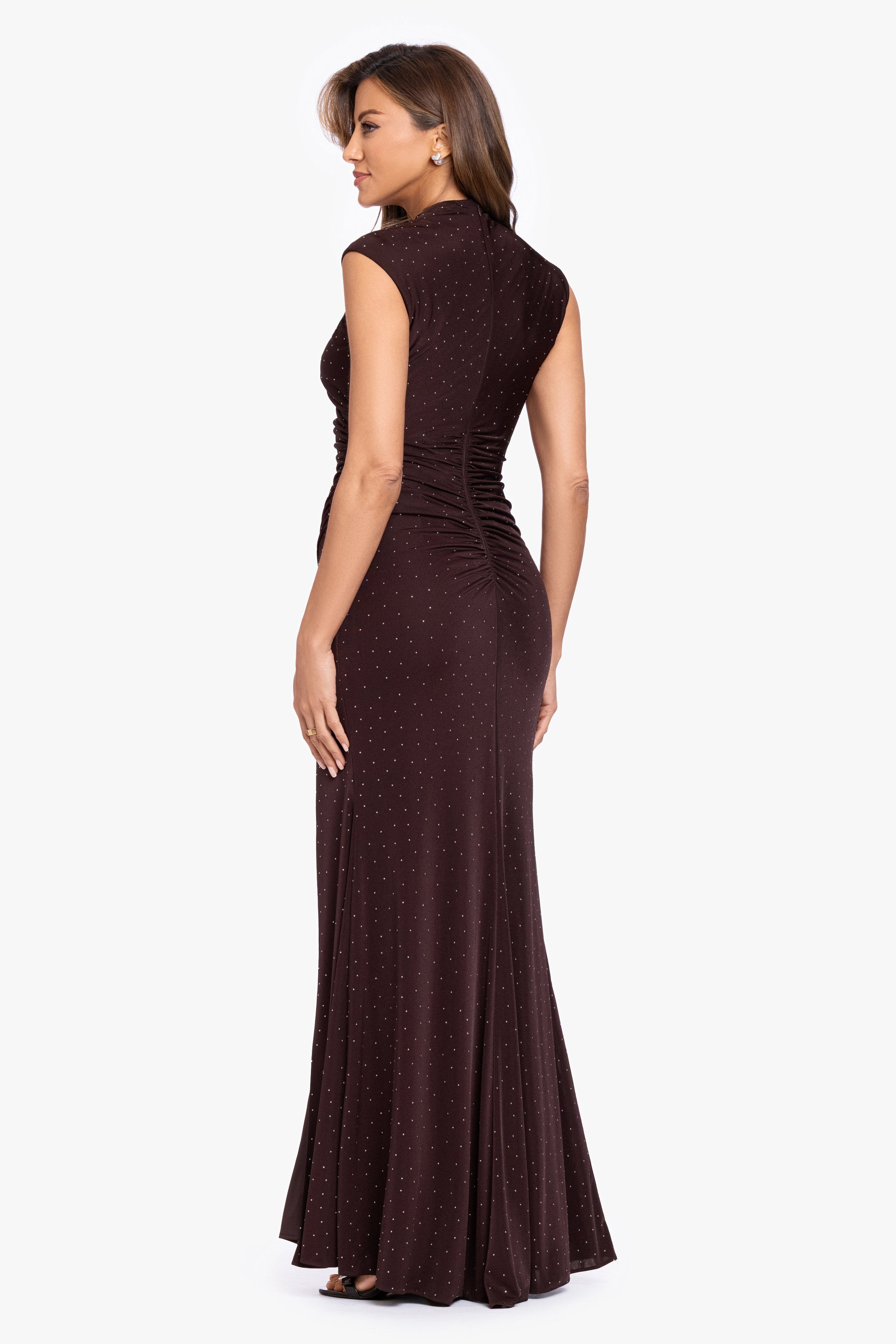 "Mika" Studded Knit Ruched Back Dress