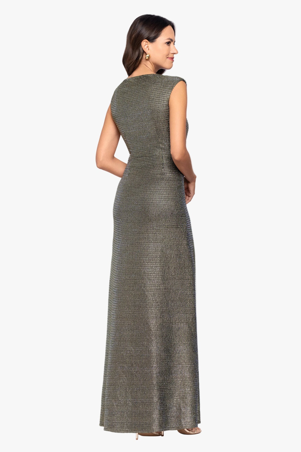 "Deanna" Metallic Cowl Neck Dress
