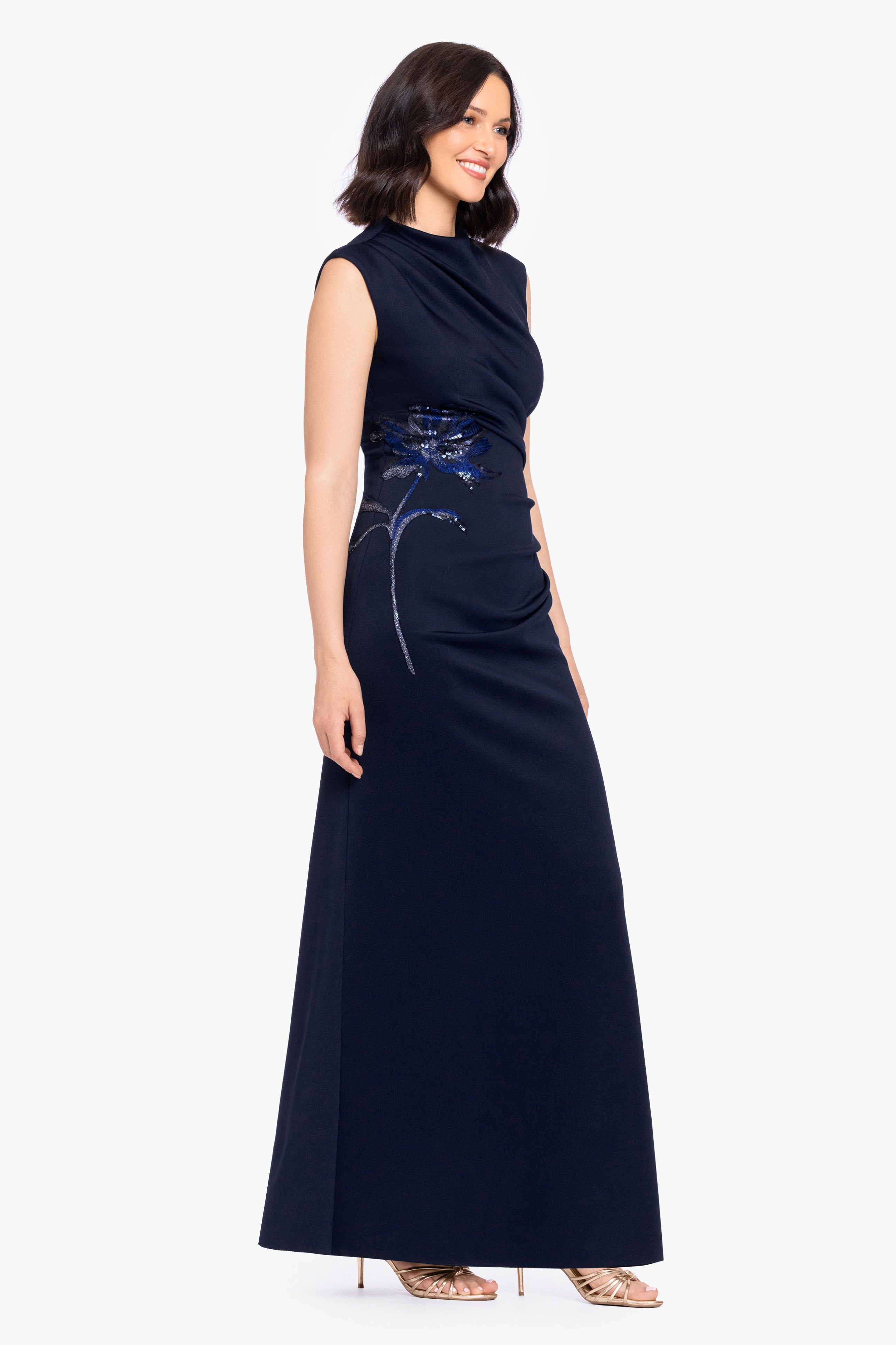 "Phoebe" Techno Scuba Flower Applique Dress