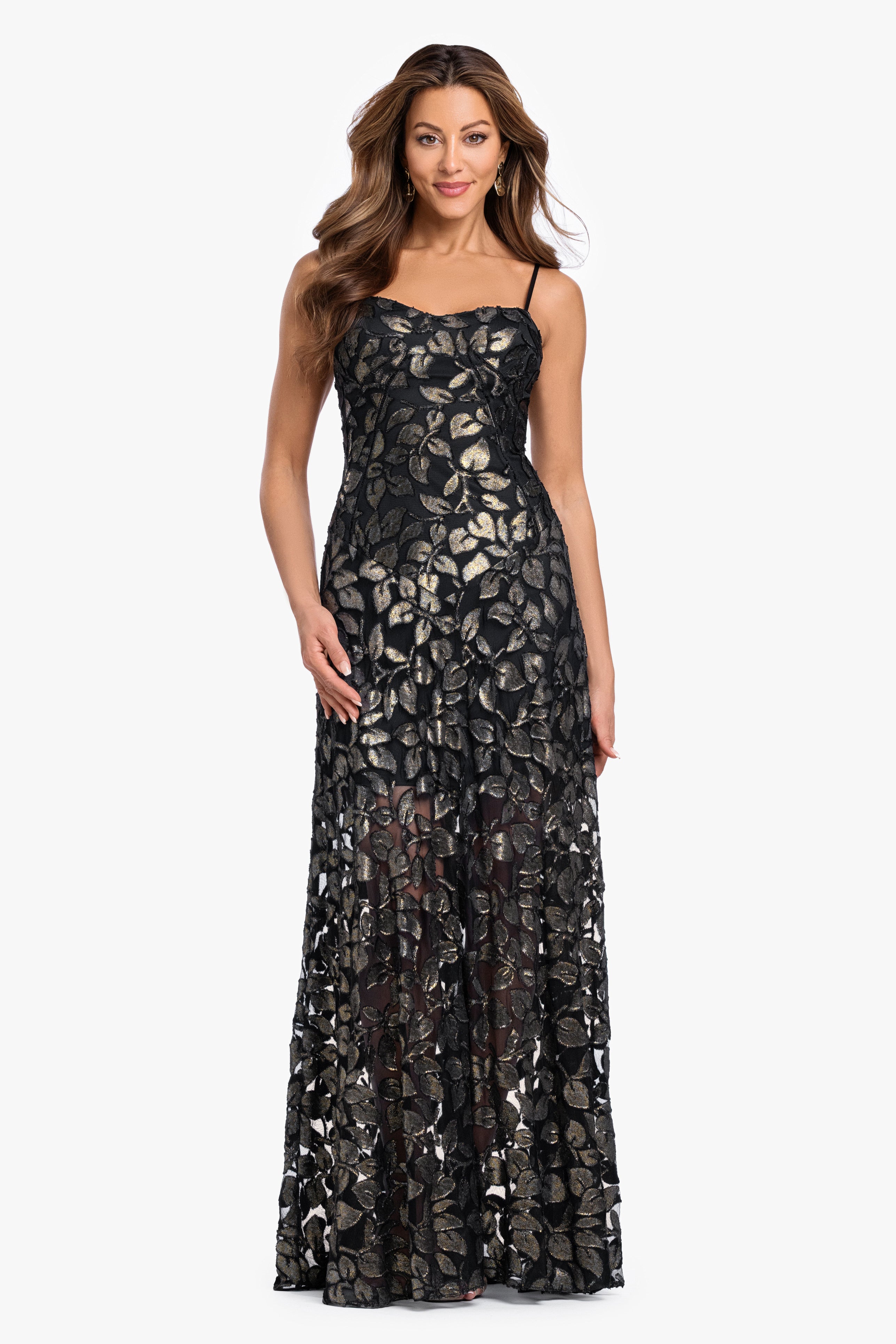 "Odette" Flower Burnout Foil Dress
