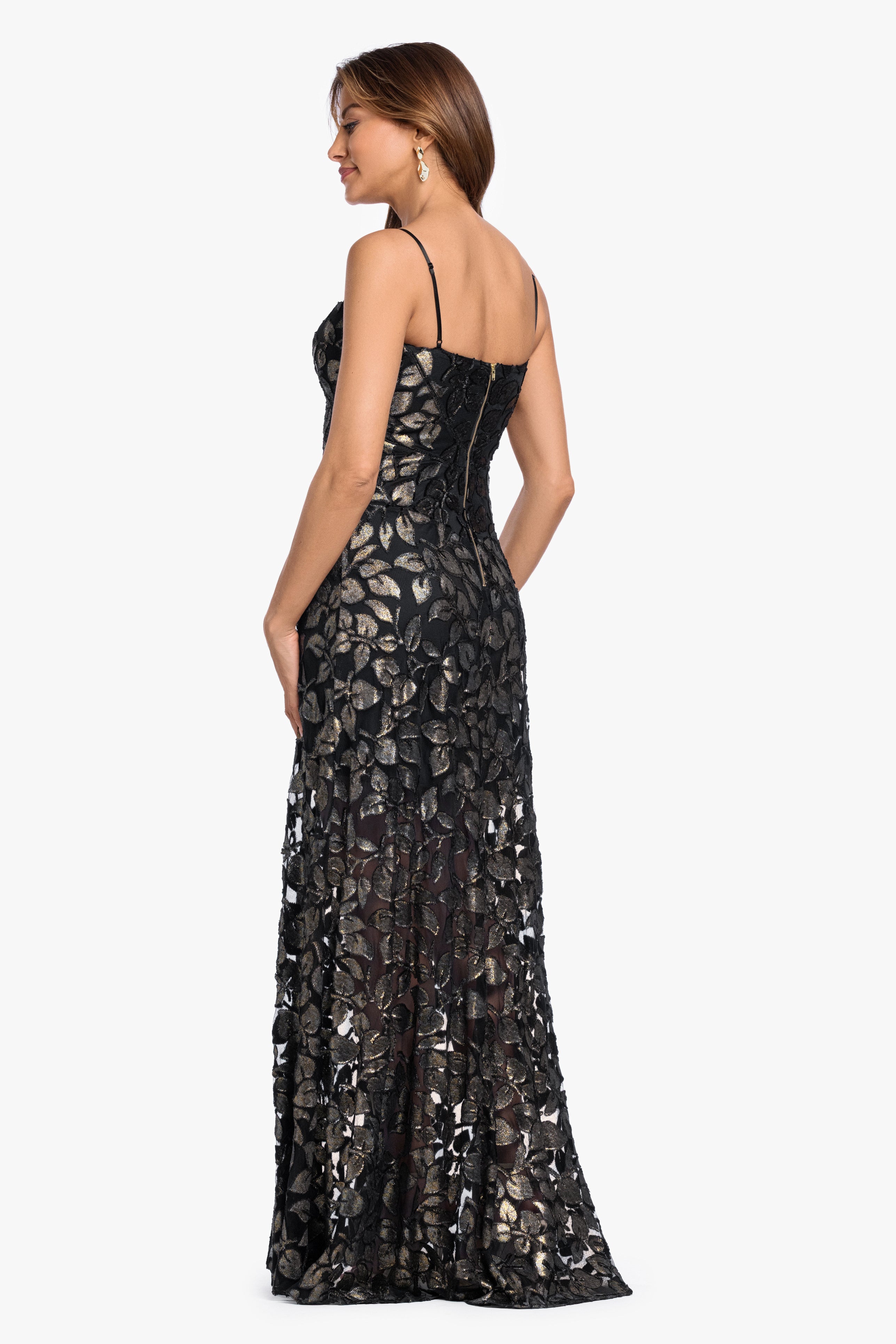 "Odette" Flower Burnout Foil Dress