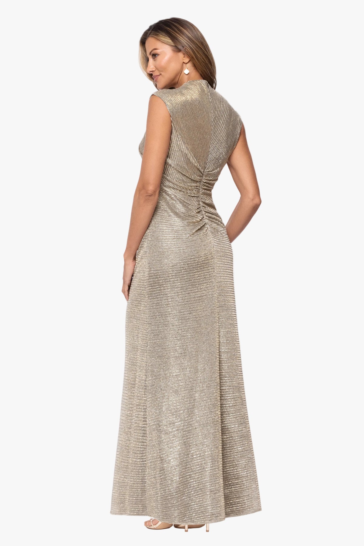 "Simone" Metallic Side Ruched Dress
