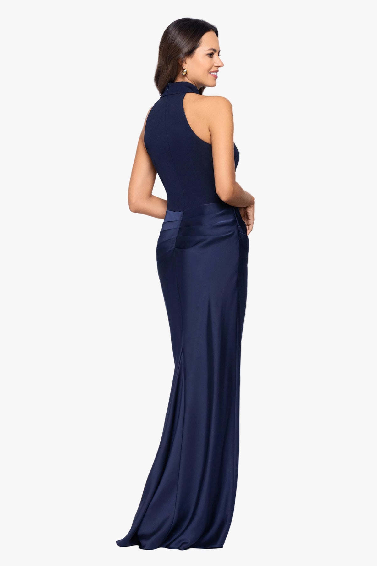 "Jamie" Double Face Satin Mock Neck Dress