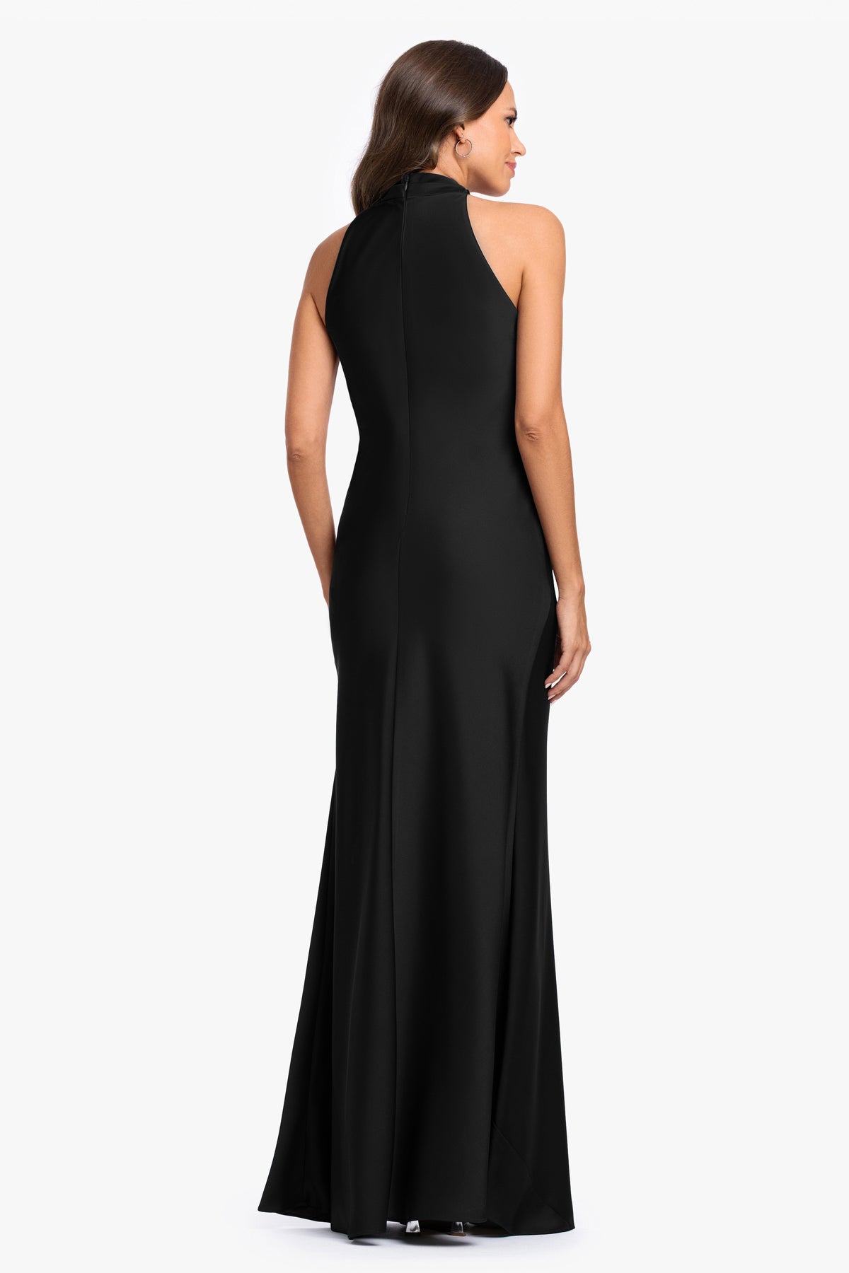 "Diane" Satin Knot Neck & Closed Back Dress