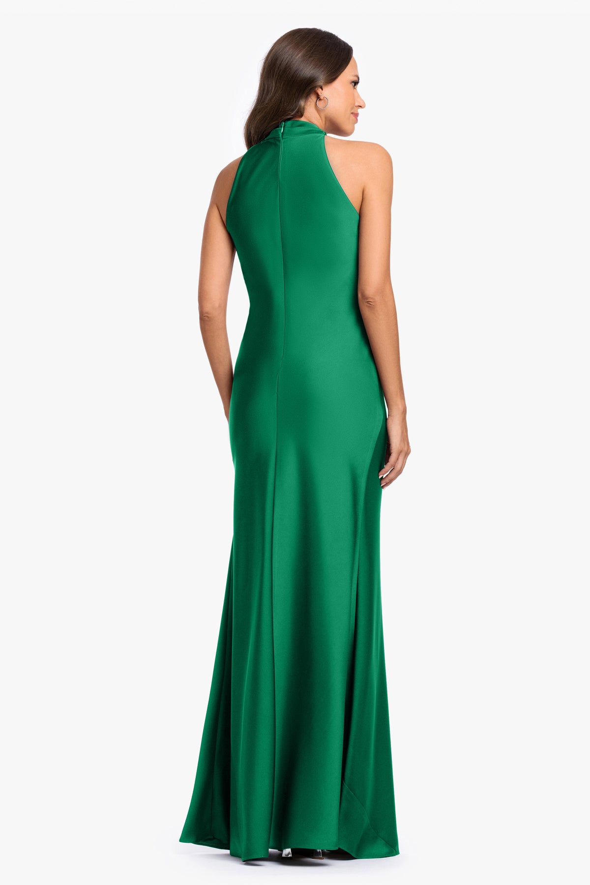 "Diane" Satin Knot Neck & Closed Back Dress
