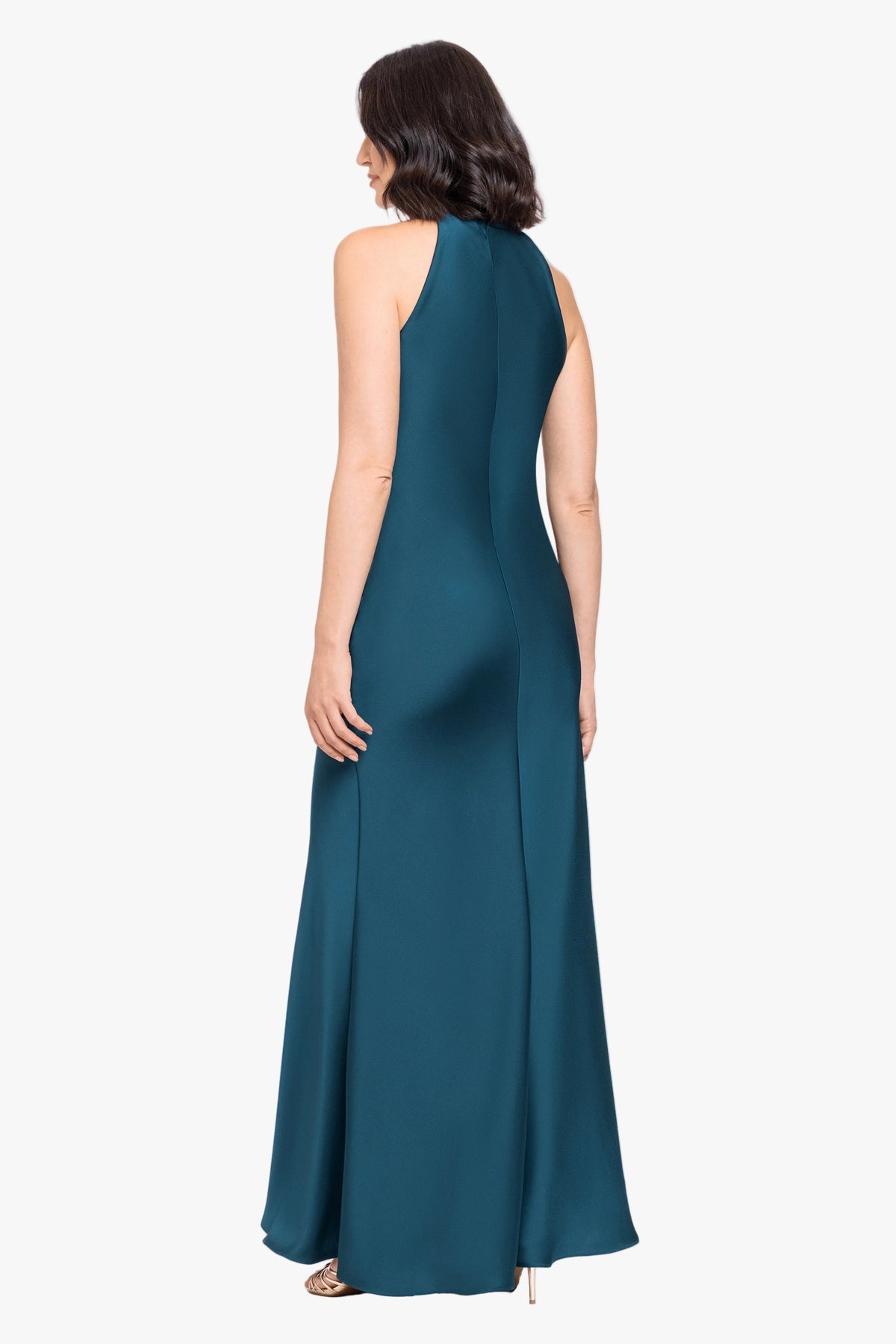 Petite "Diane" Satin Knot Neck & Closed Back Dress