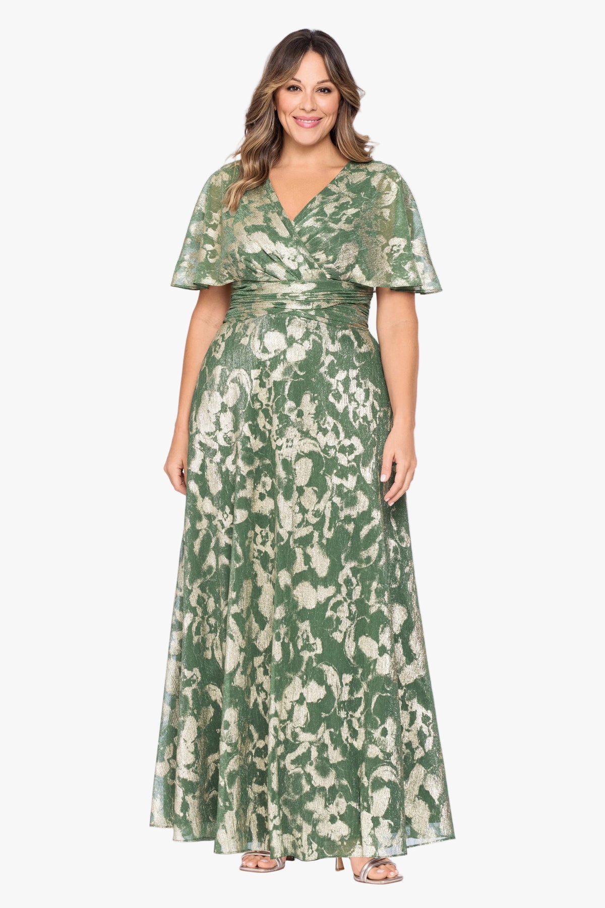 Plus "Rachel" Crinkle Short Sleeve Printed Dress