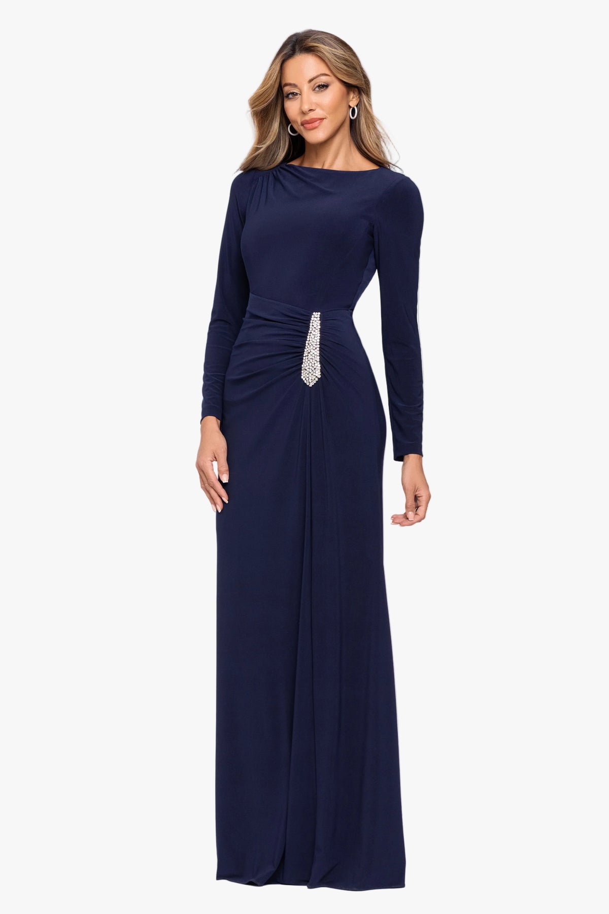 "Nina" Jersey Knit with Crystal Trim Dress