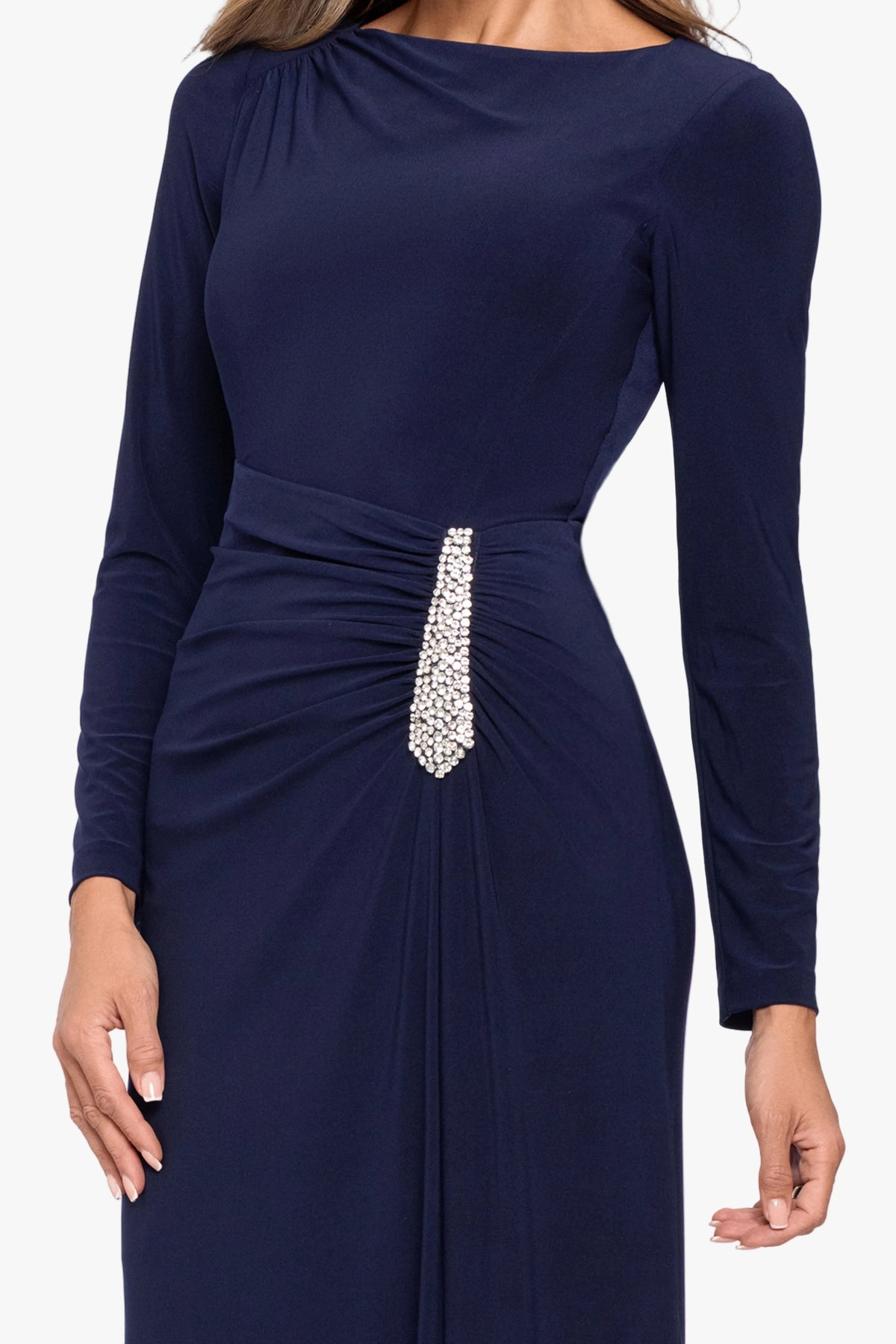 "Nina" Jersey Knit with Crystal Trim Dress