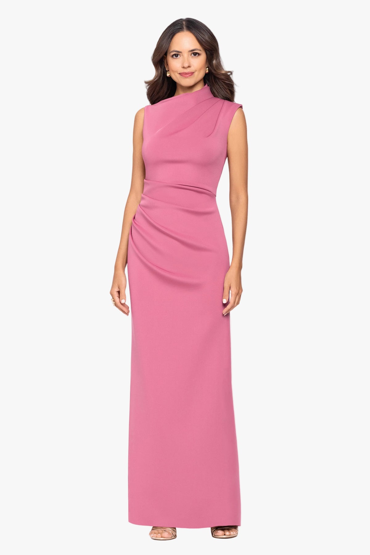 "Mitch" Techno Scuba Asymmetrical Neckline Dress