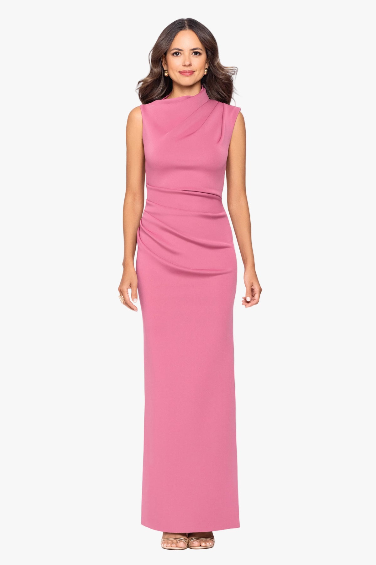 "Mitch" Techno Scuba Asymmetrical Neckline Dress