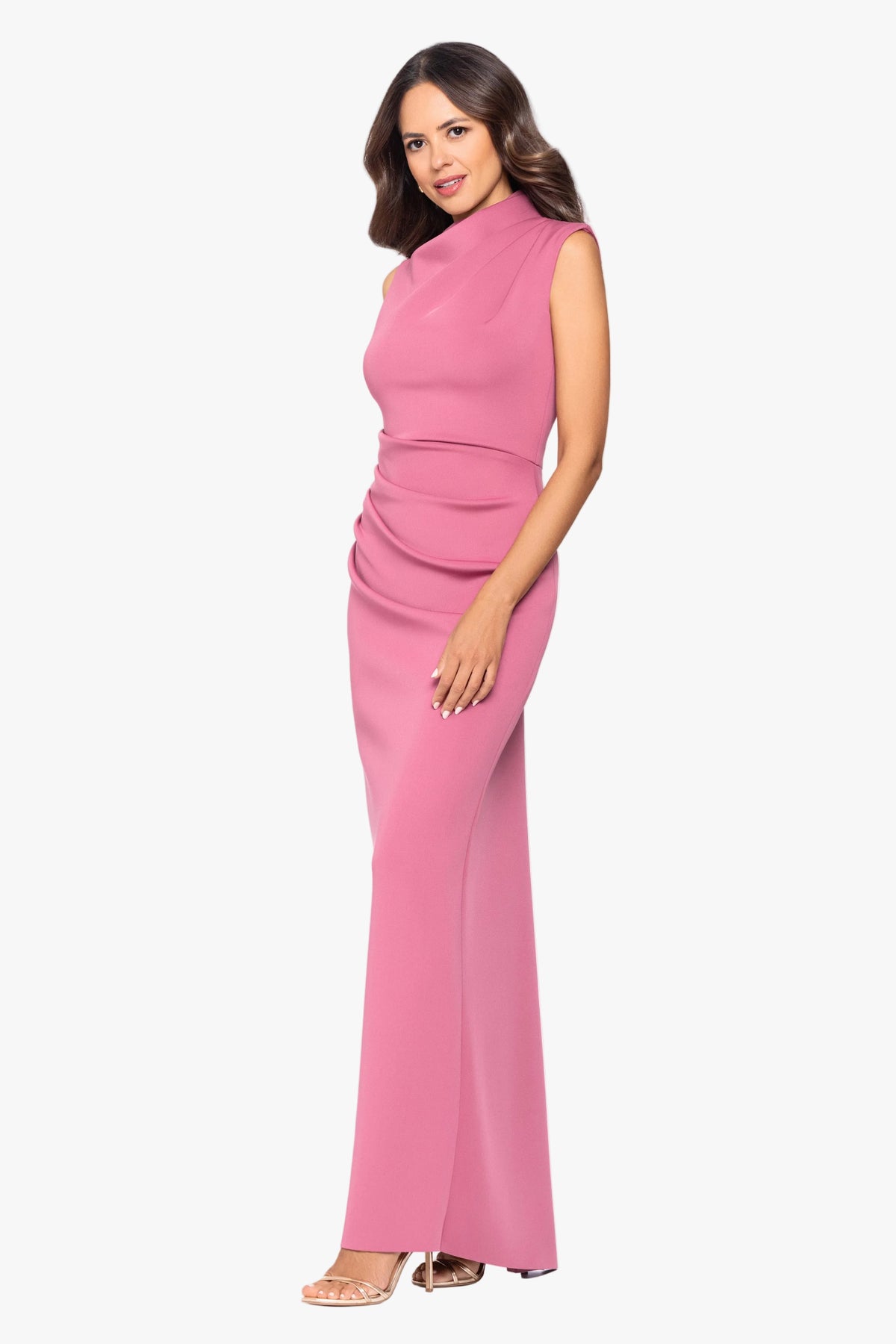 "Mitch" Techno Scuba Asymmetrical Neckline Dress
