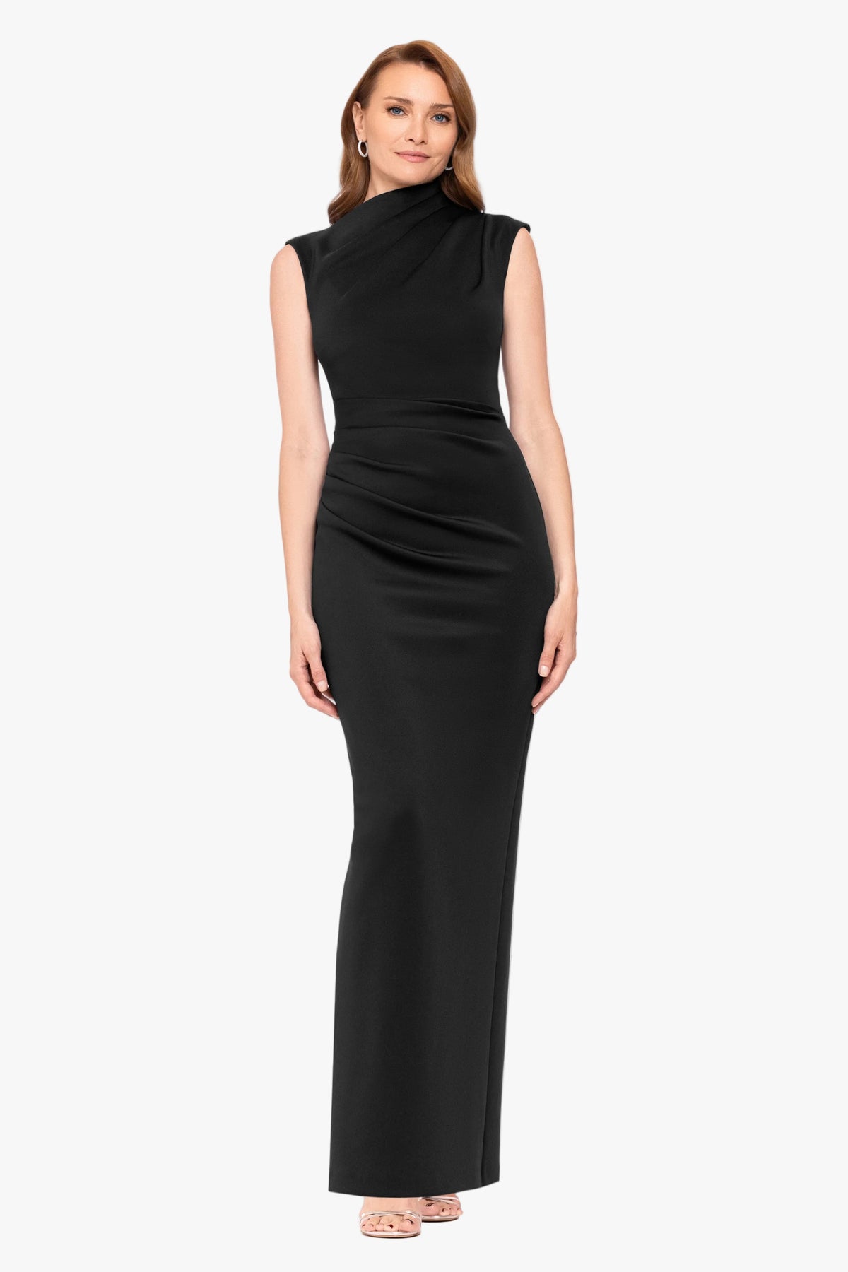 "Mitch" Techno Scuba Asymmetrical Neckline Dress