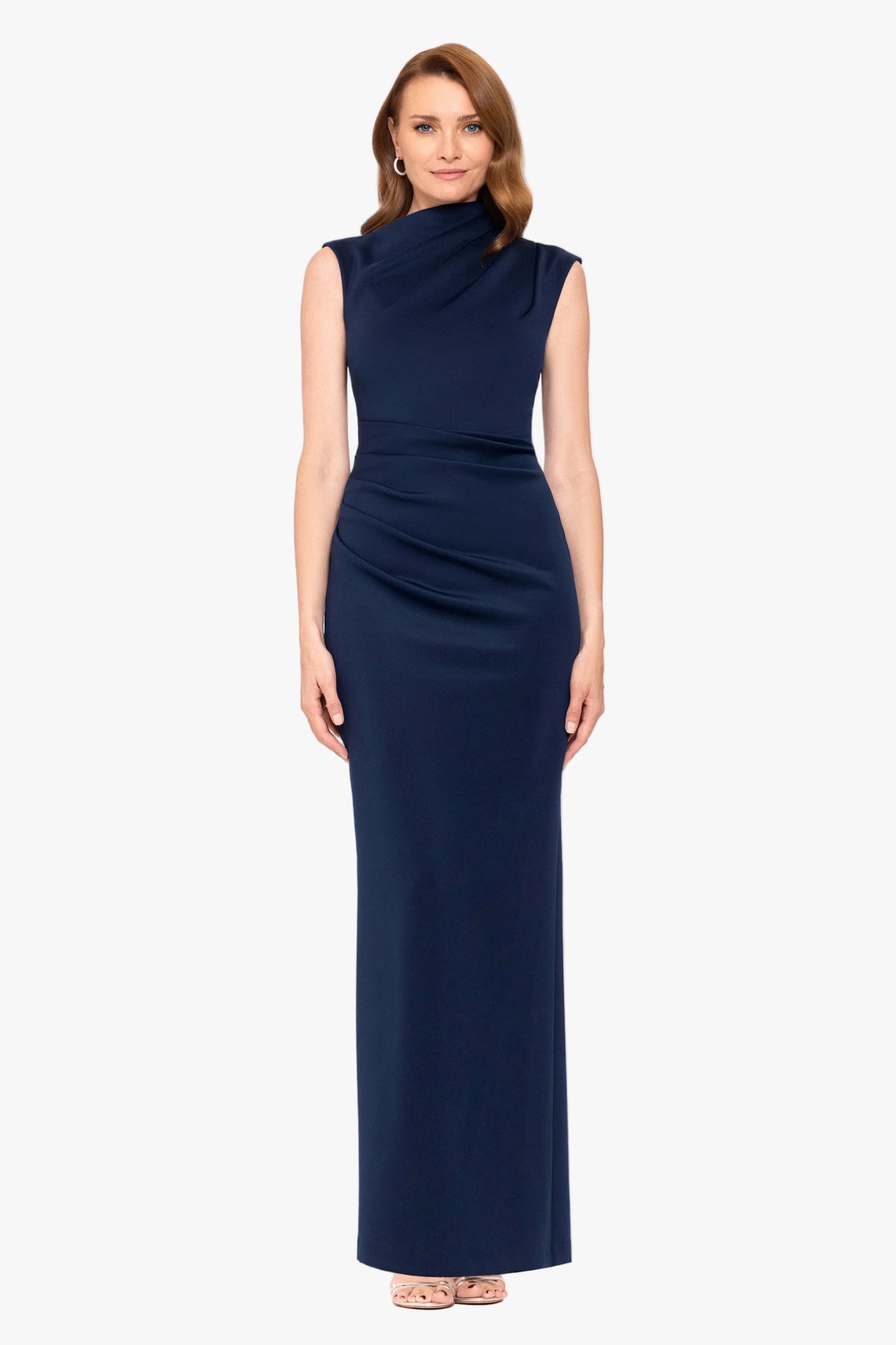 "Mitch" Techno Scuba Asymmetrical Neckline Dress