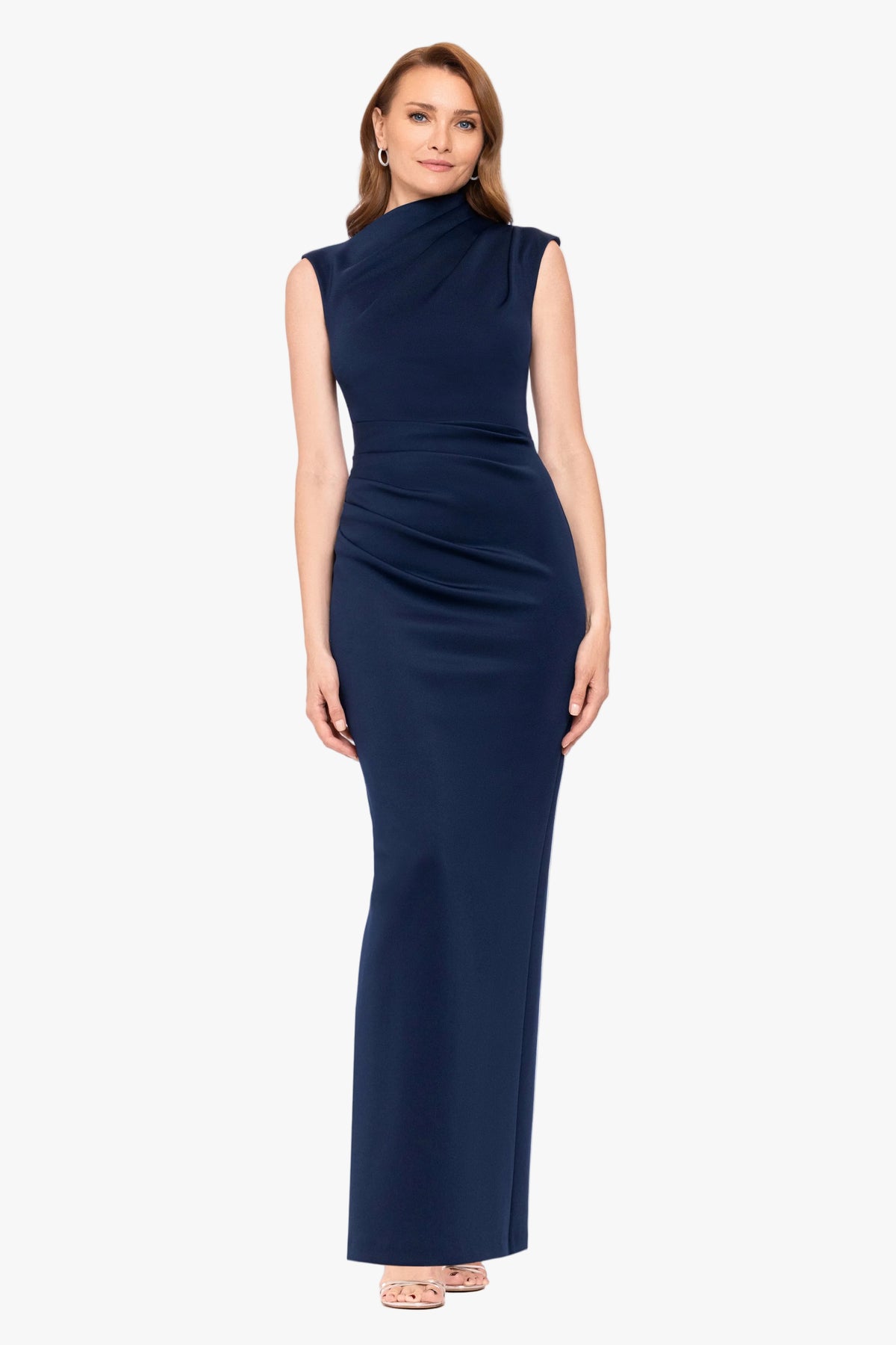 "Mitch" Techno Scuba Asymmetrical Neckline Dress