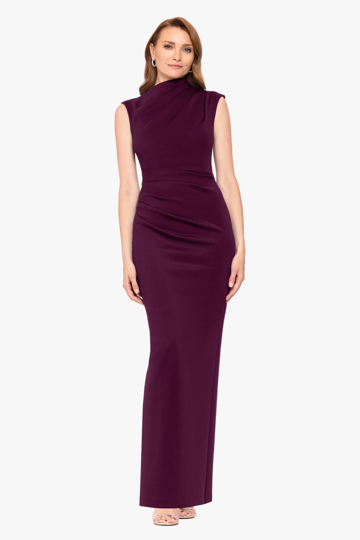 "Mitch" Techno Scuba Asymmetrical Neckline Dress