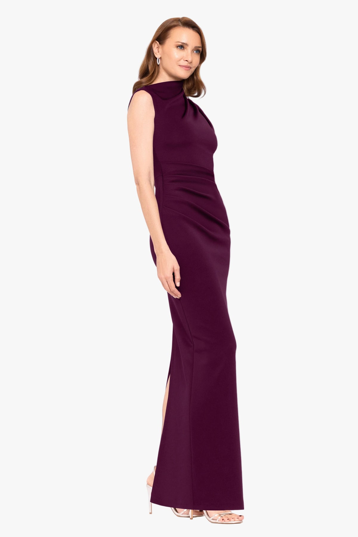 "Mitch" Techno Scuba Asymmetrical Neckline Dress