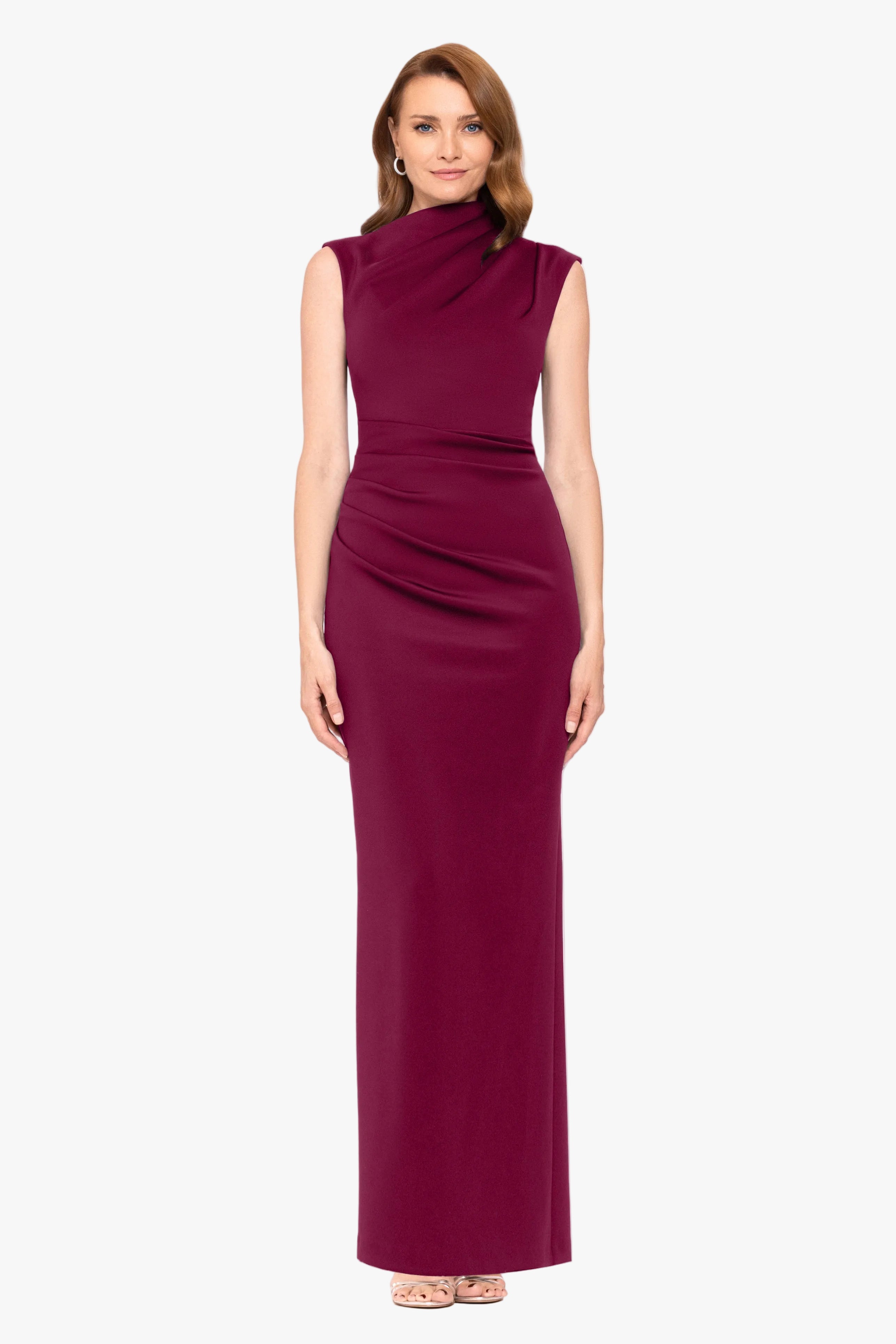 "Mitch" Techno Scuba Asymmetrical Neckline Dress