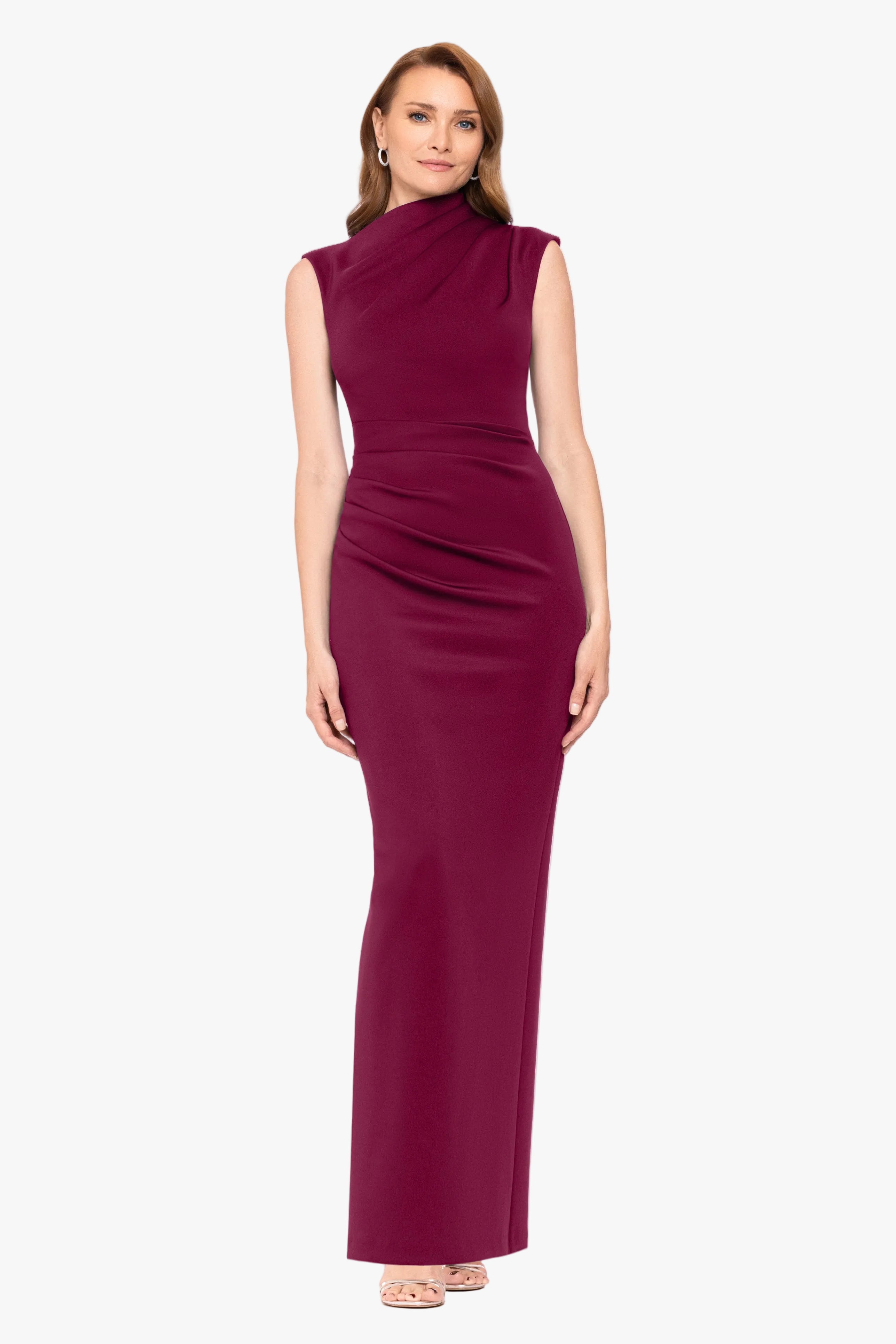 "Mitch" Techno Scuba Asymmetrical Neckline Dress