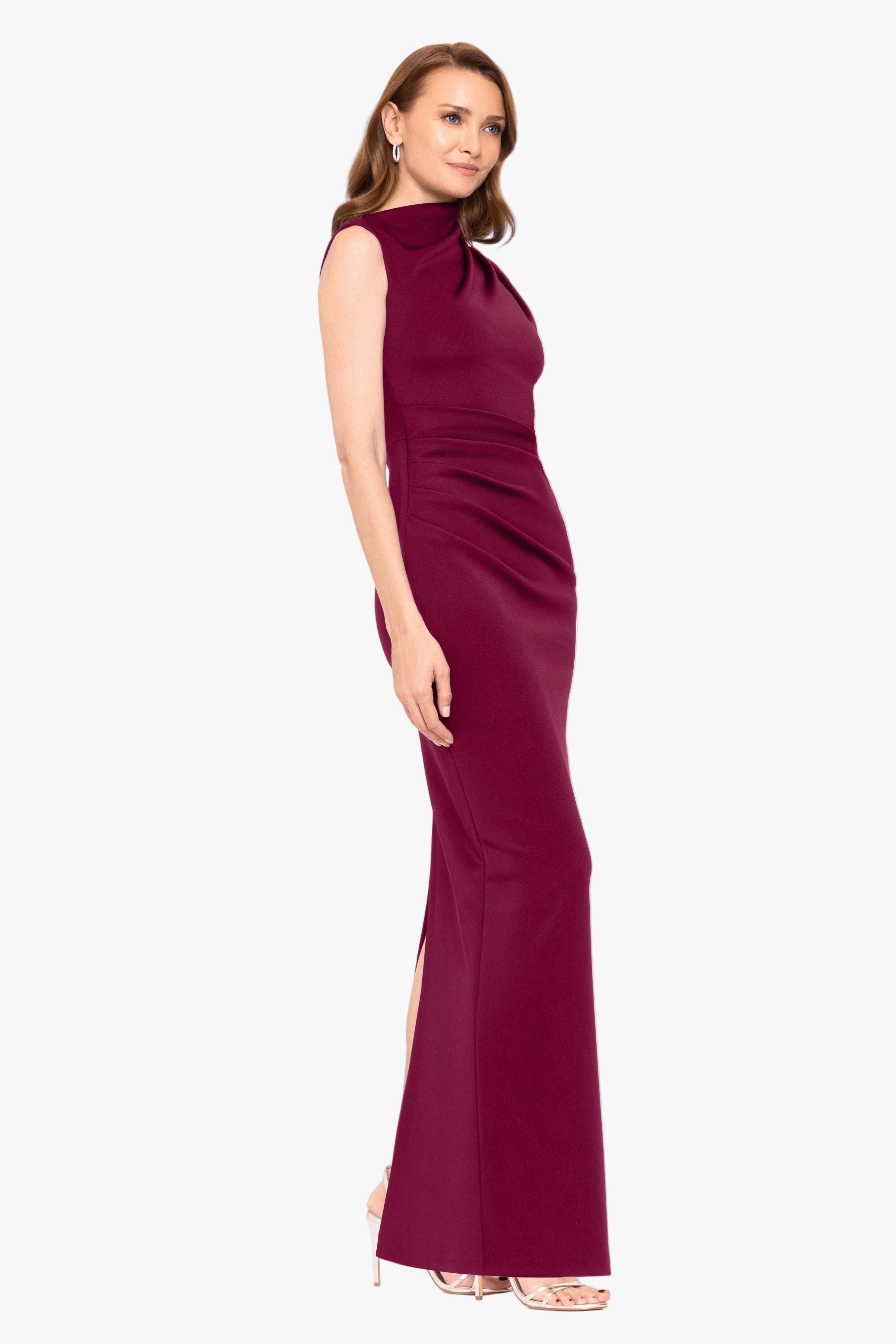 "Mitch" Techno Scuba Asymmetrical Neckline Dress