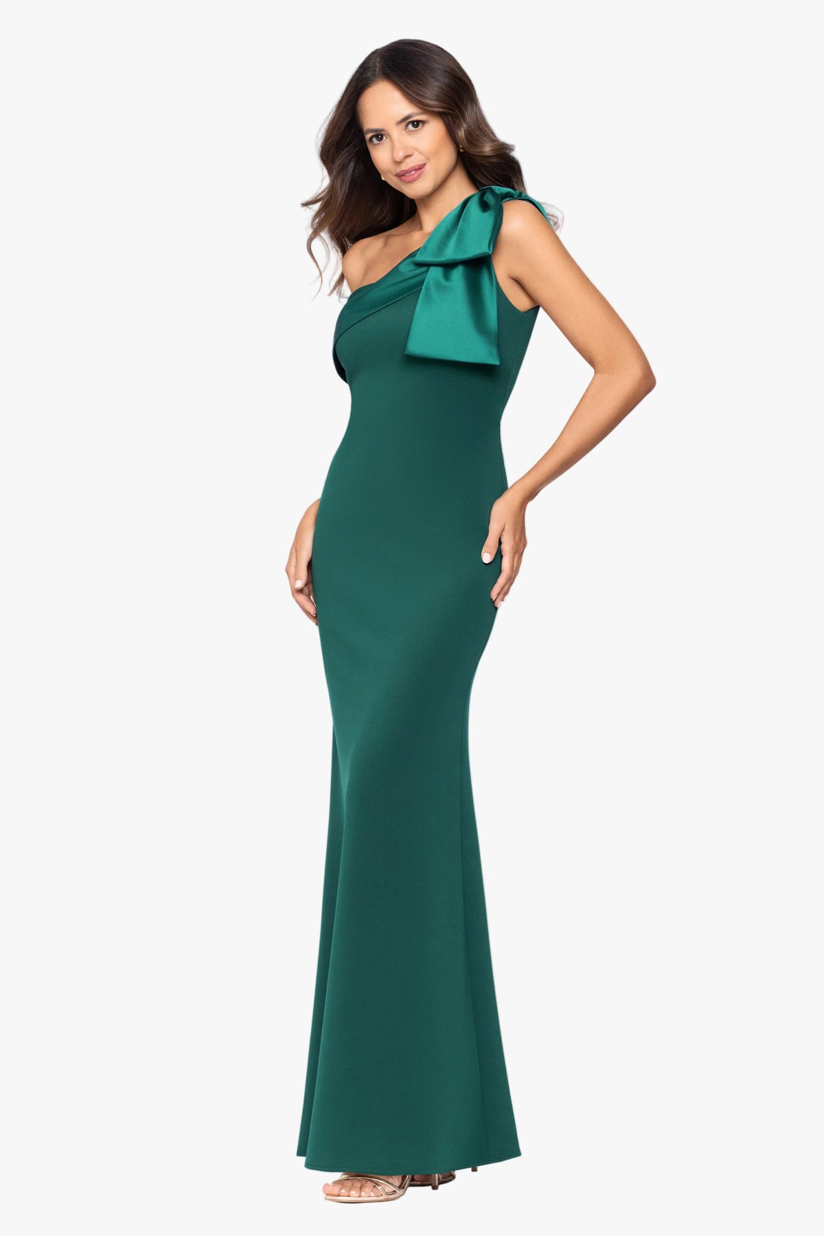 "Jeannie" Techno Scuba & Satin Bow Dress