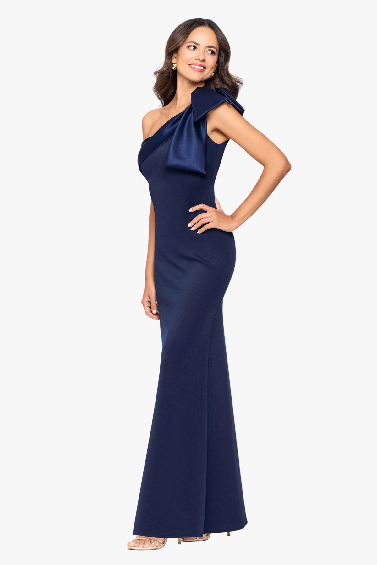 "Jeannie" Techno Scuba & Satin Bow Dress