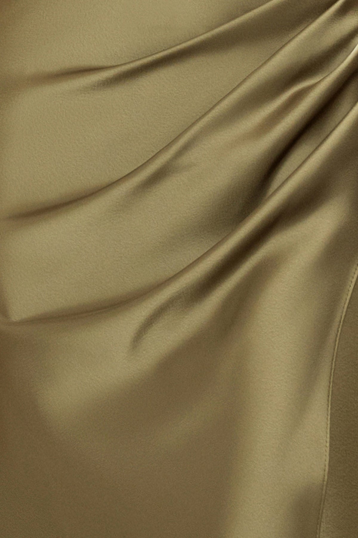 Petite “Hailey” Double Faced Satin Off The Shoulder Ruched Dress